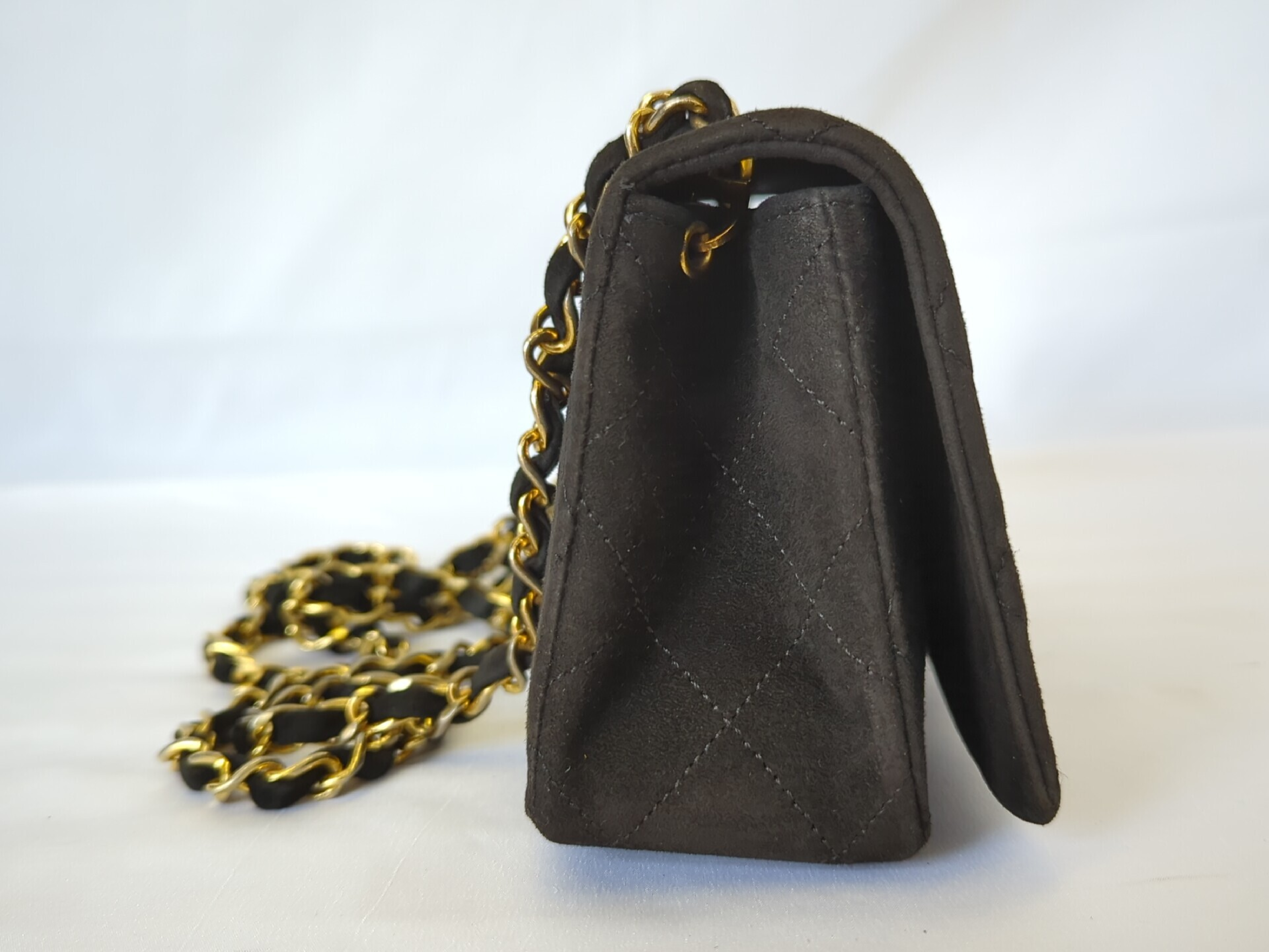 Suede Full Flap Mini Matelasse Shoulder Bag — view 6