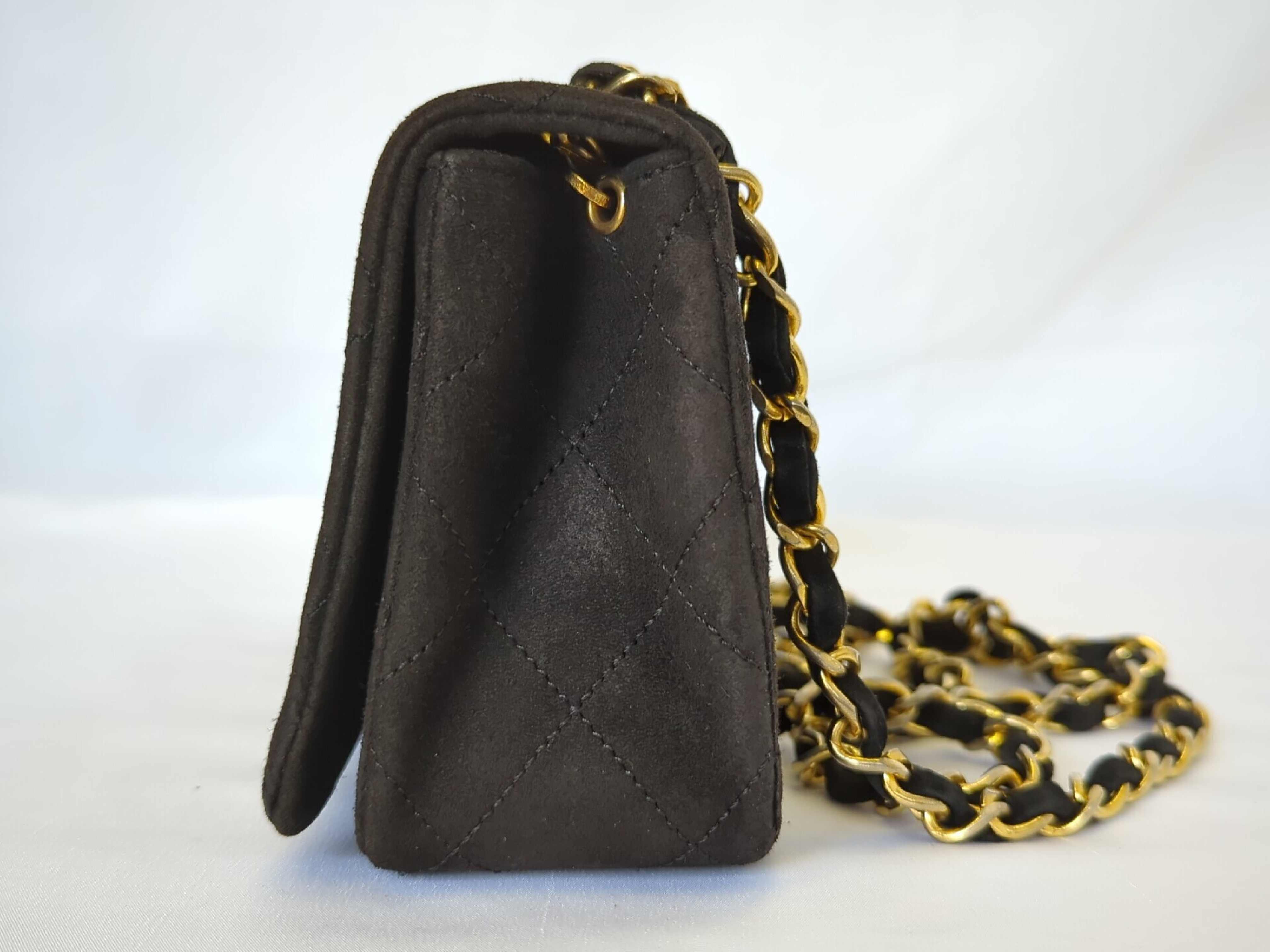 Suede Full Flap Mini Matelasse Shoulder Bag — view 7