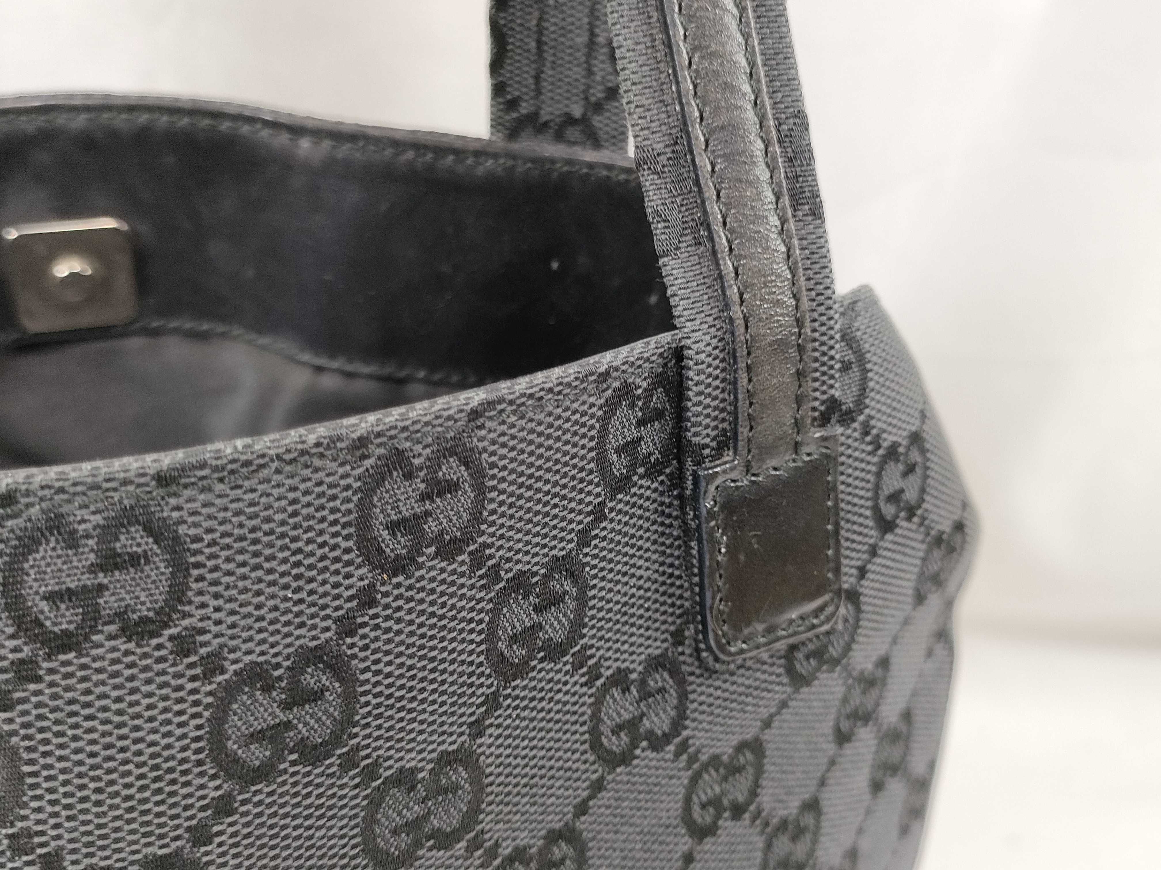 GG Canvas 002 1076 Double Pocket Black Tote Bag Handbag — view 4