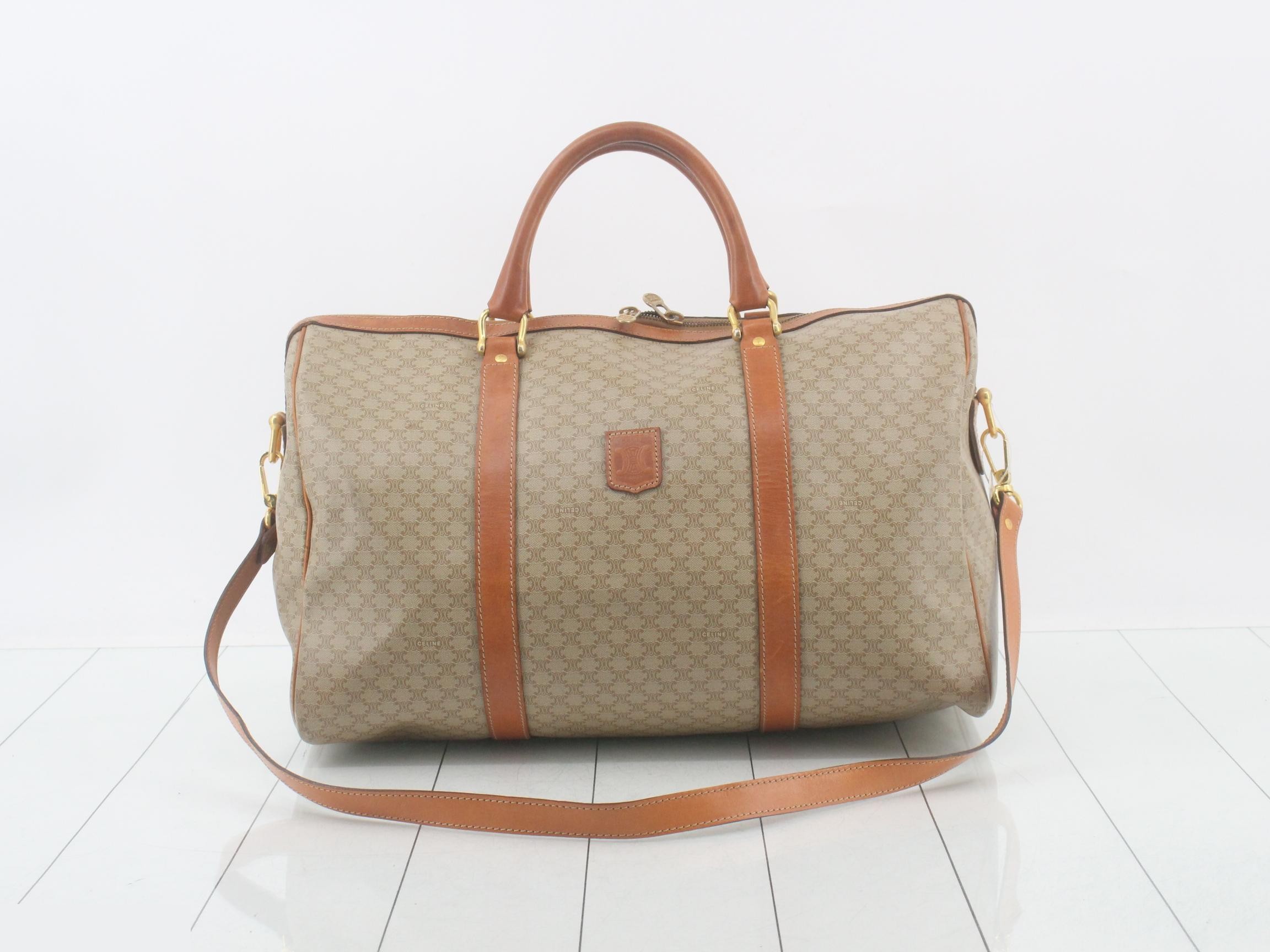 Macadam Pattern 2-Way Boston Bag, Beige