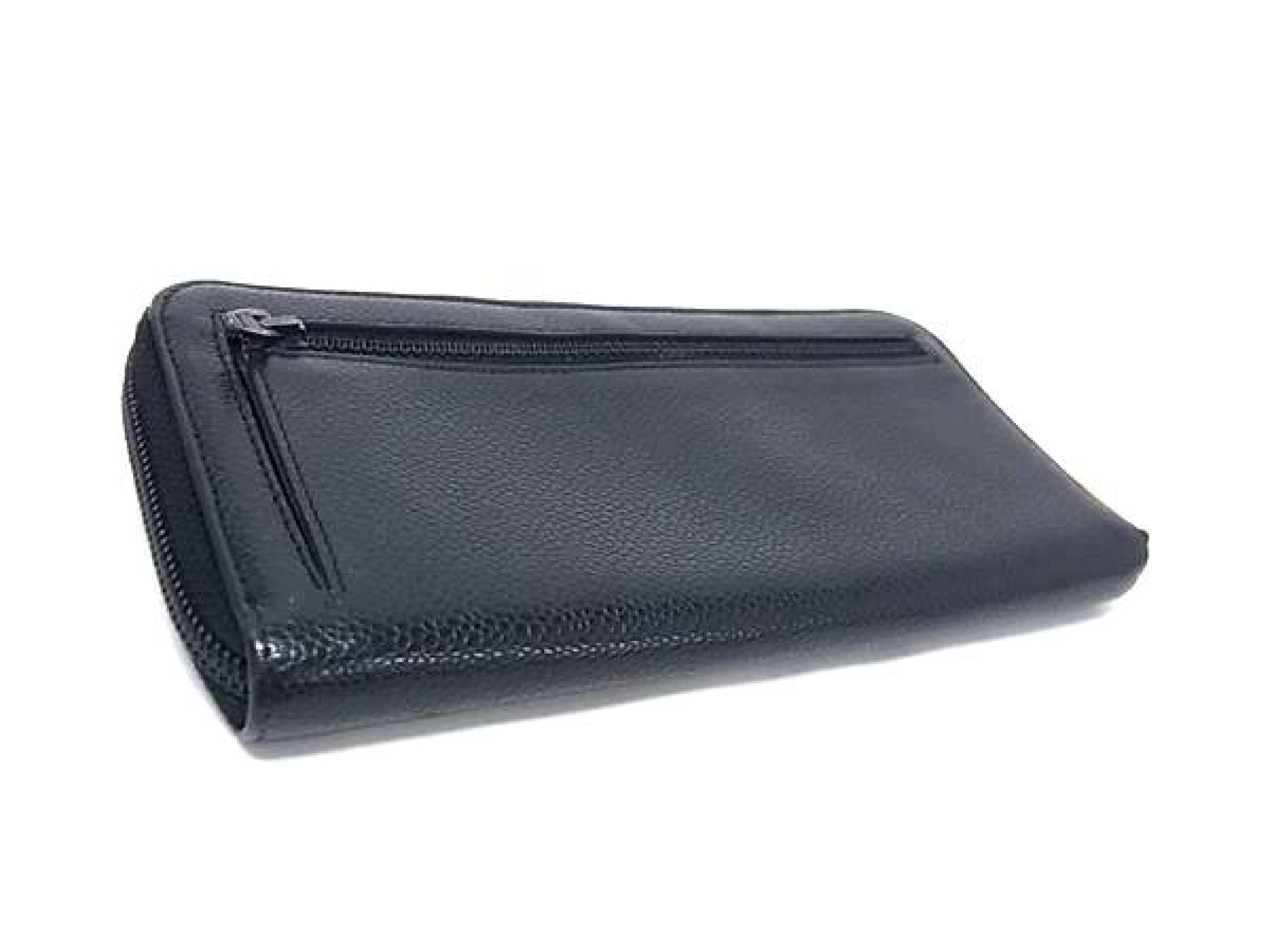 Coco Mark Caviar Skin Round Zipper Long Wallet Coin Purse Bill Holder Card Holder Black Wallet — view 2