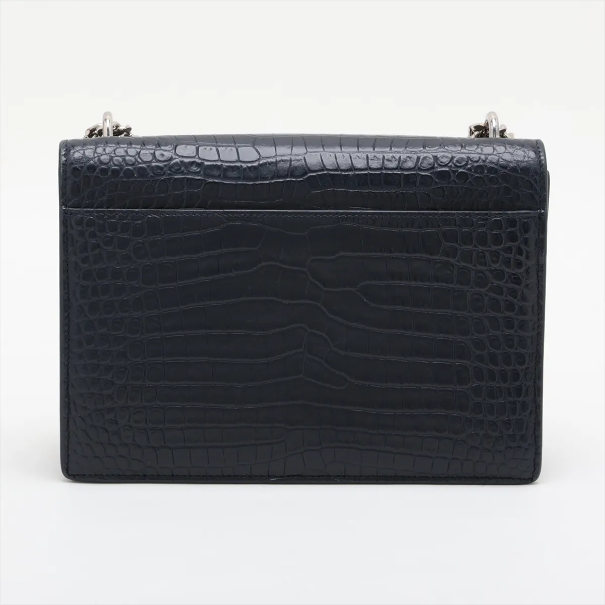 Sunset 442906 Crocodile Embossed Chain Shoulder Bag Navy — view 2
