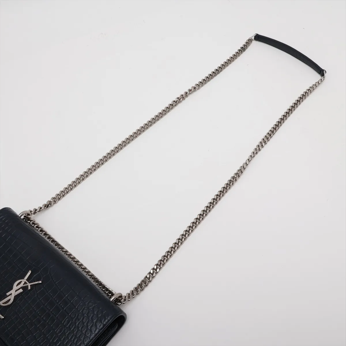Sunset 442906 Crocodile Embossed Chain Shoulder Bag Navy — view 5
