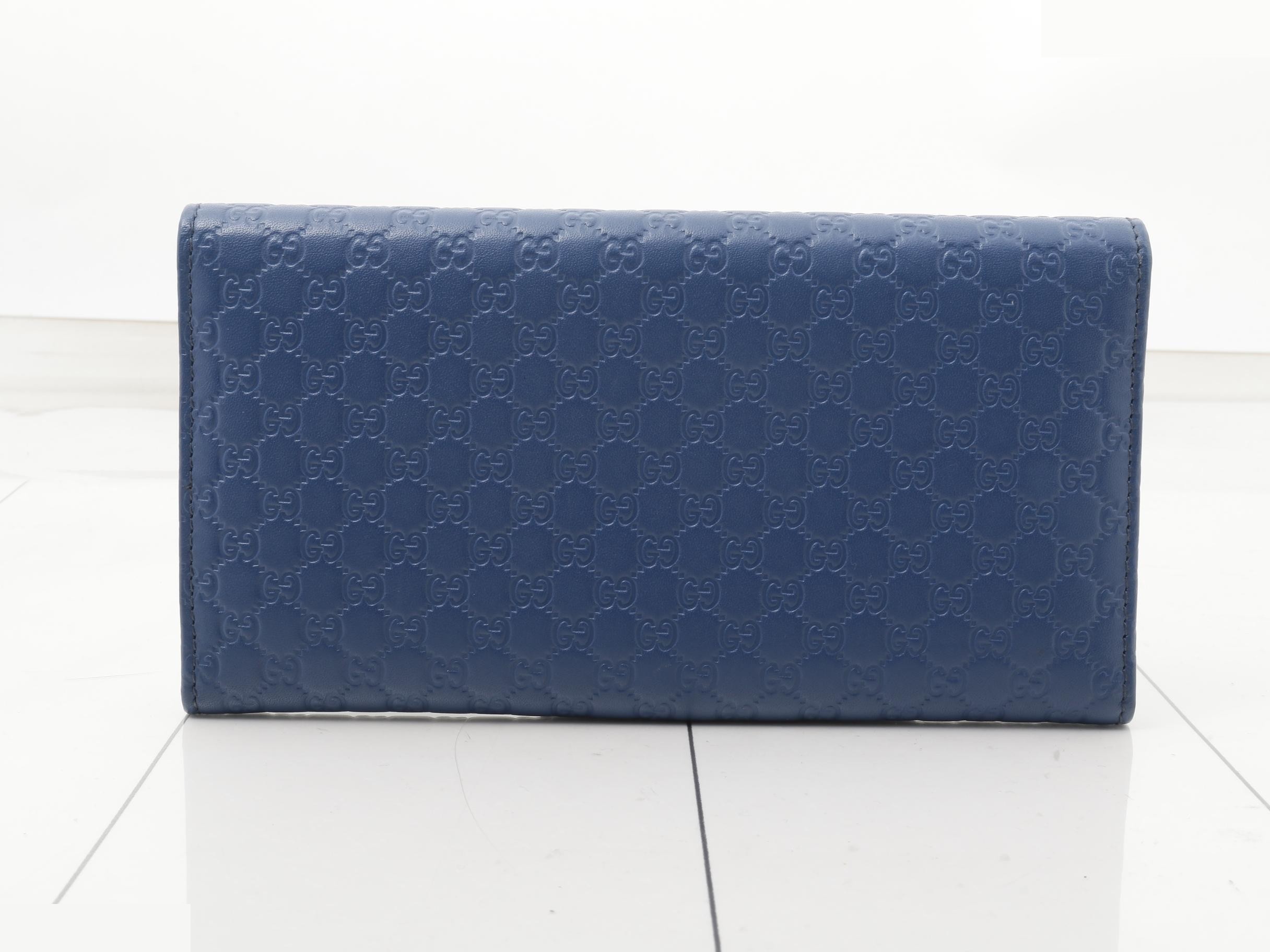 Microguccissima bi-fold long wallet, blue — view 2