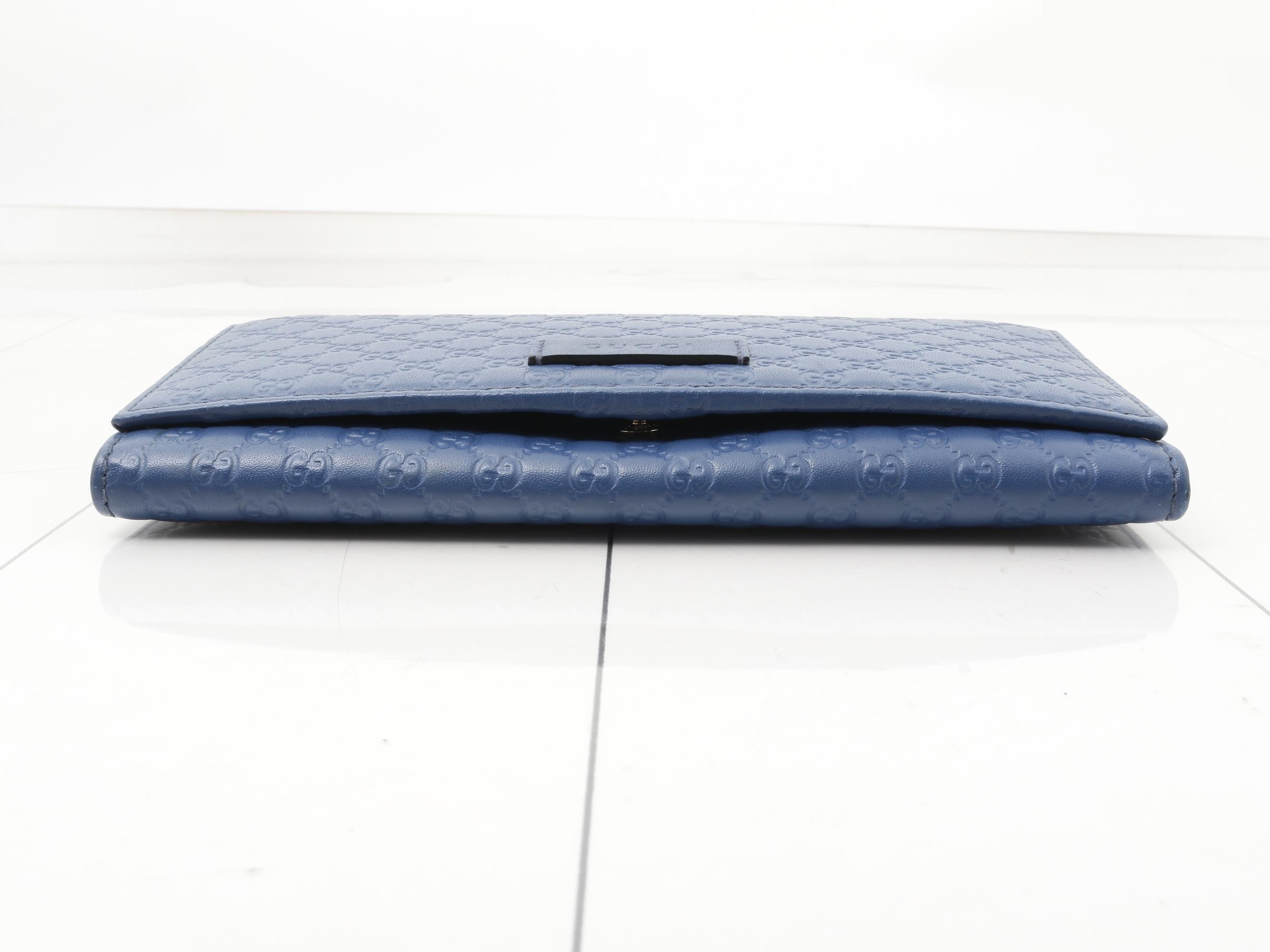 Microguccissima bi-fold long wallet, blue — view 3