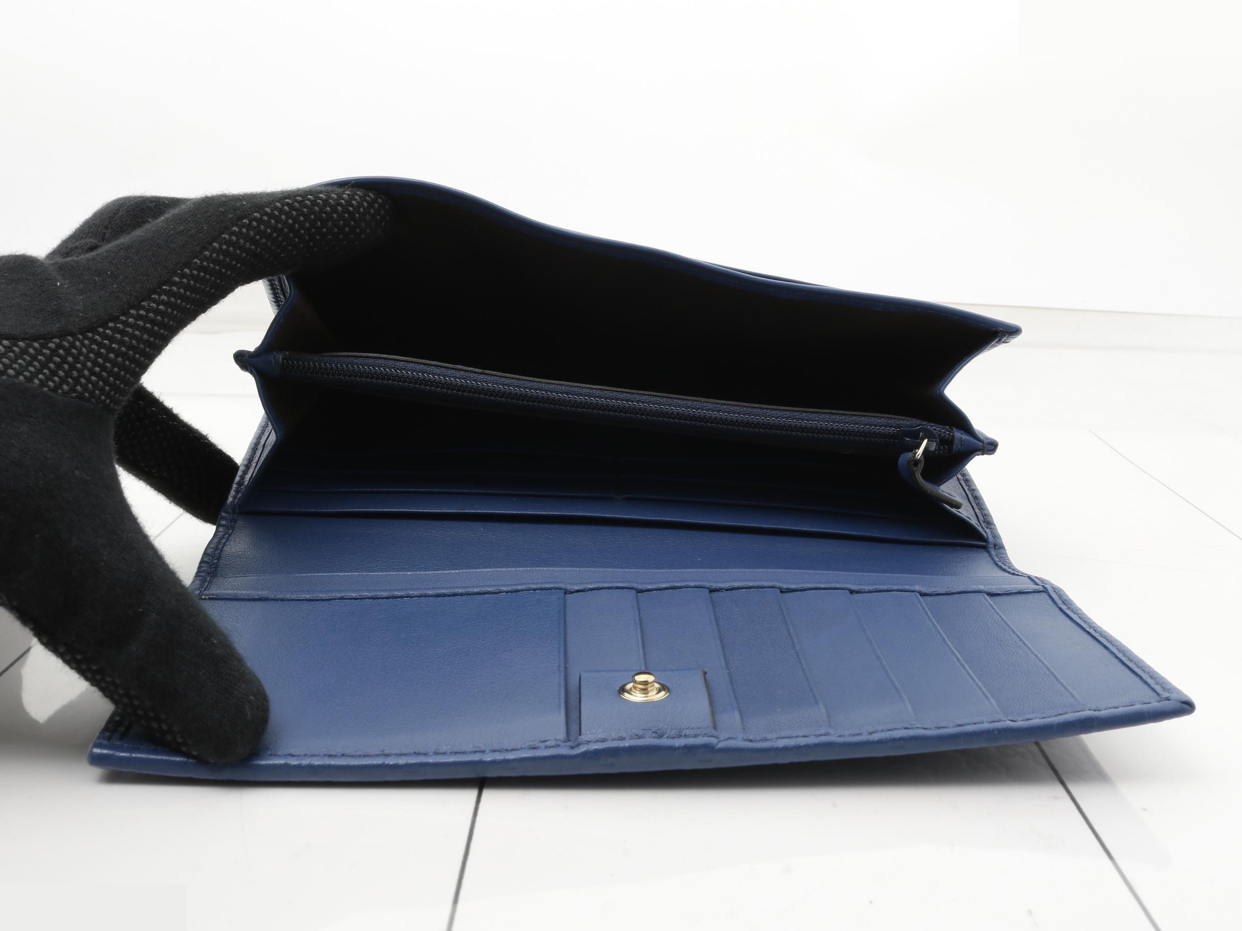 Microguccissima bi-fold long wallet, blue — view 4