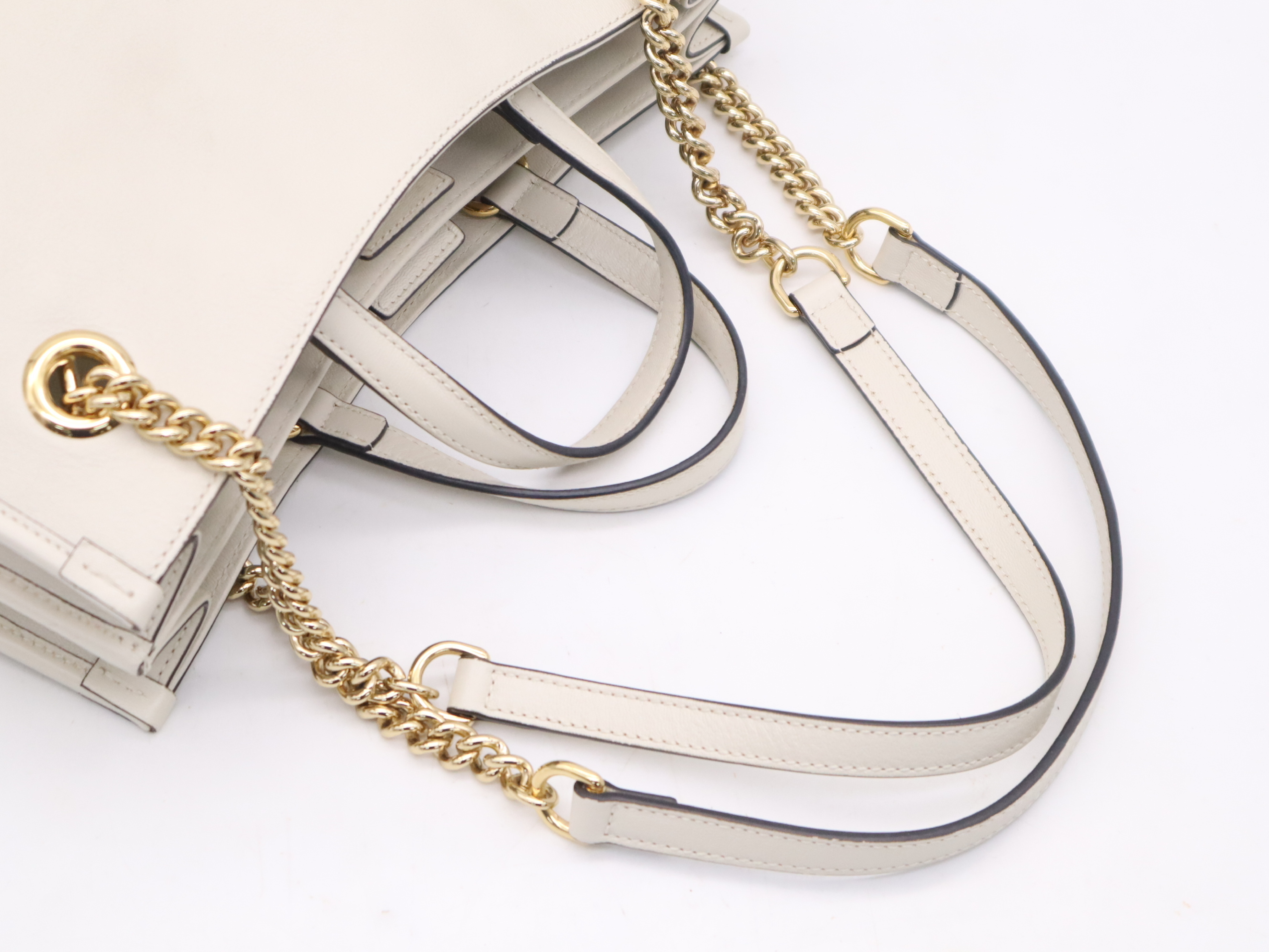 621144 Horsebit 1955 Medium Tote Bag, Leather, Ivory, with Dust Bag. — view 6