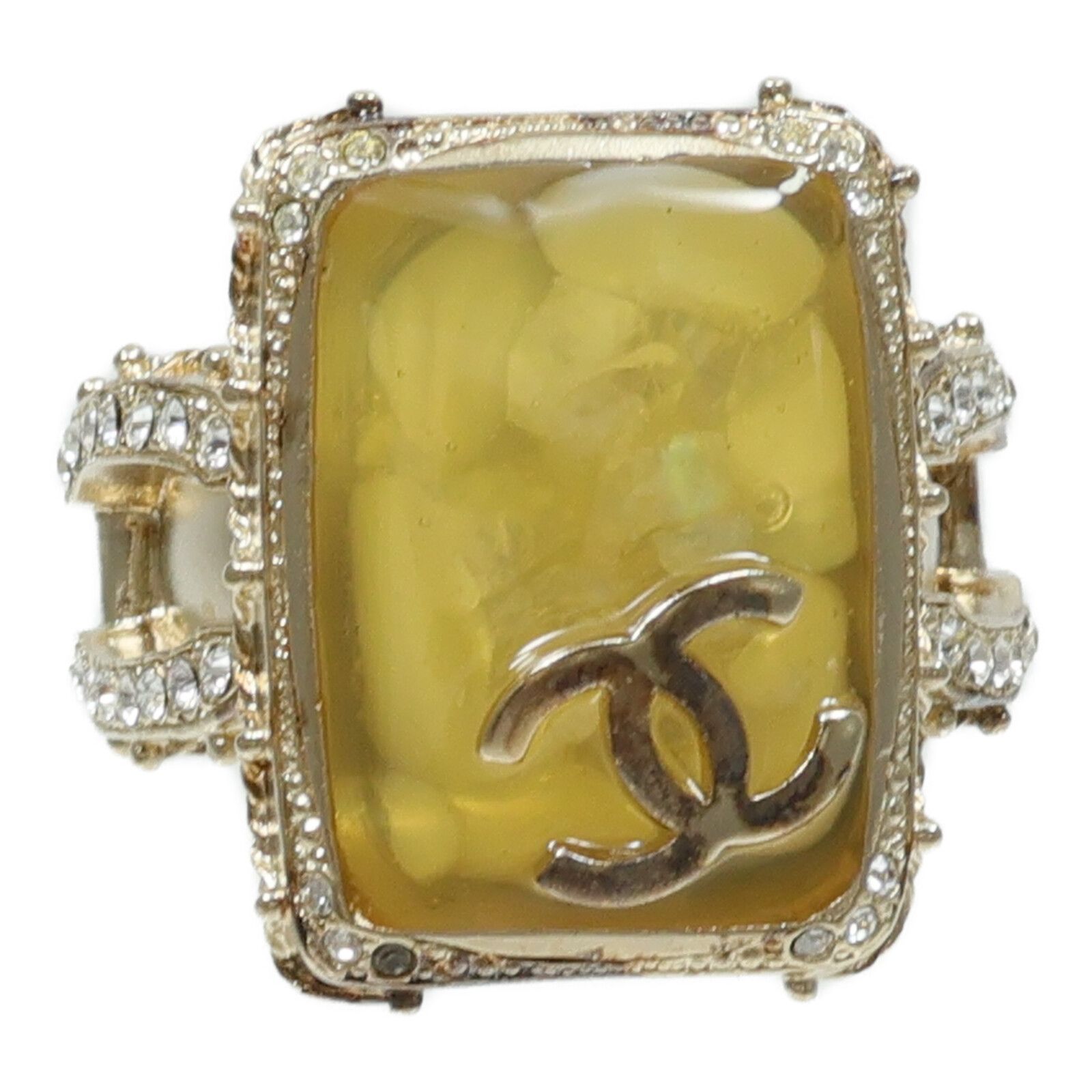 Gold Gripoix and Crystal Ring — view 2
