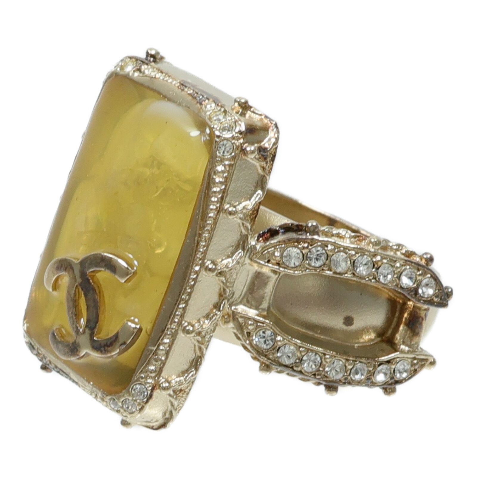 Gold Gripoix and Crystal Ring — view 3