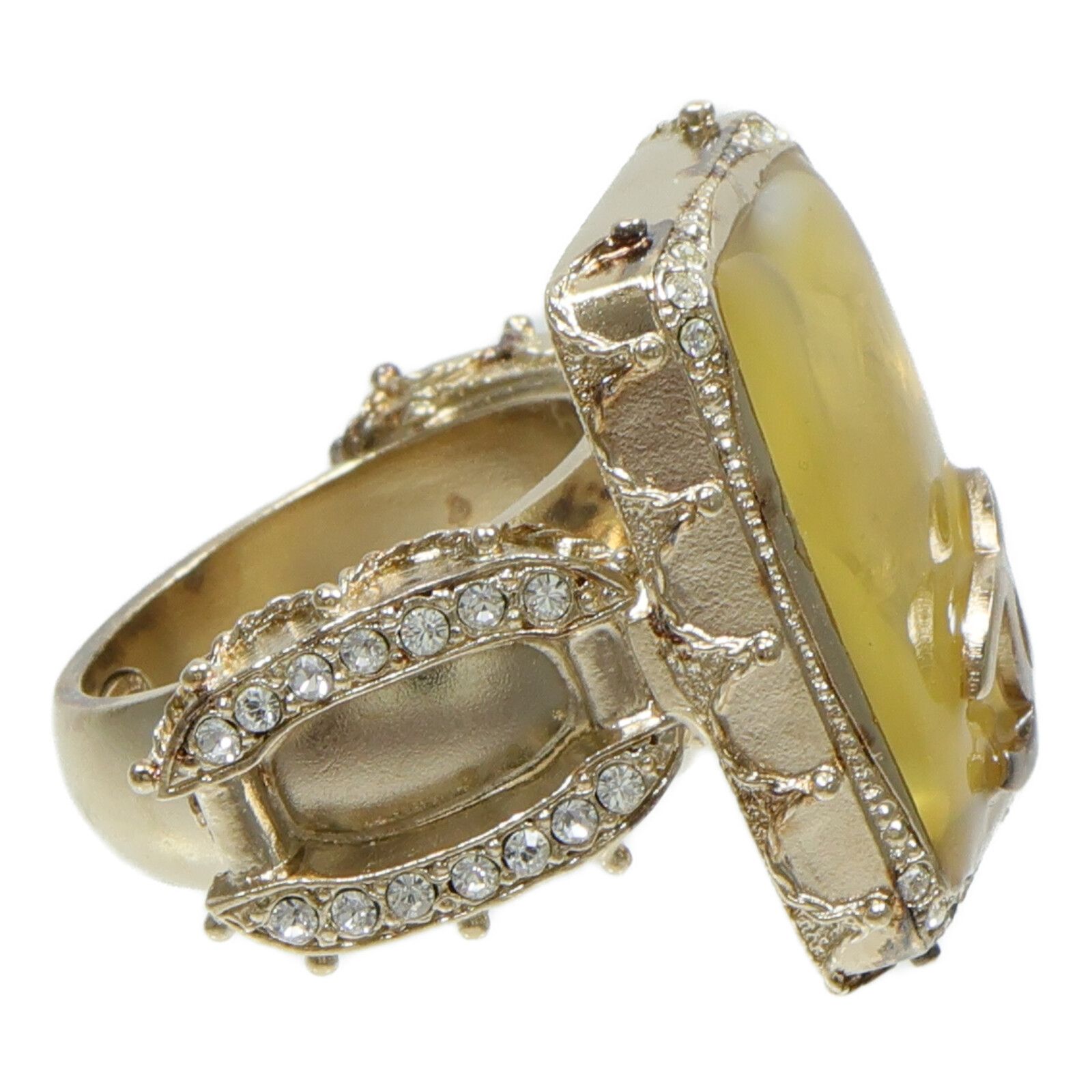 Gold Gripoix and Crystal Ring — view 4
