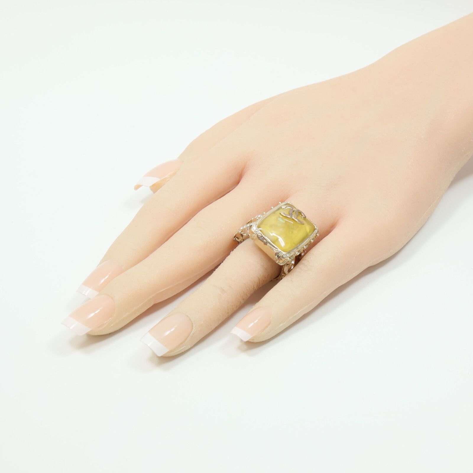 Gold Gripoix and Crystal Ring — view 9