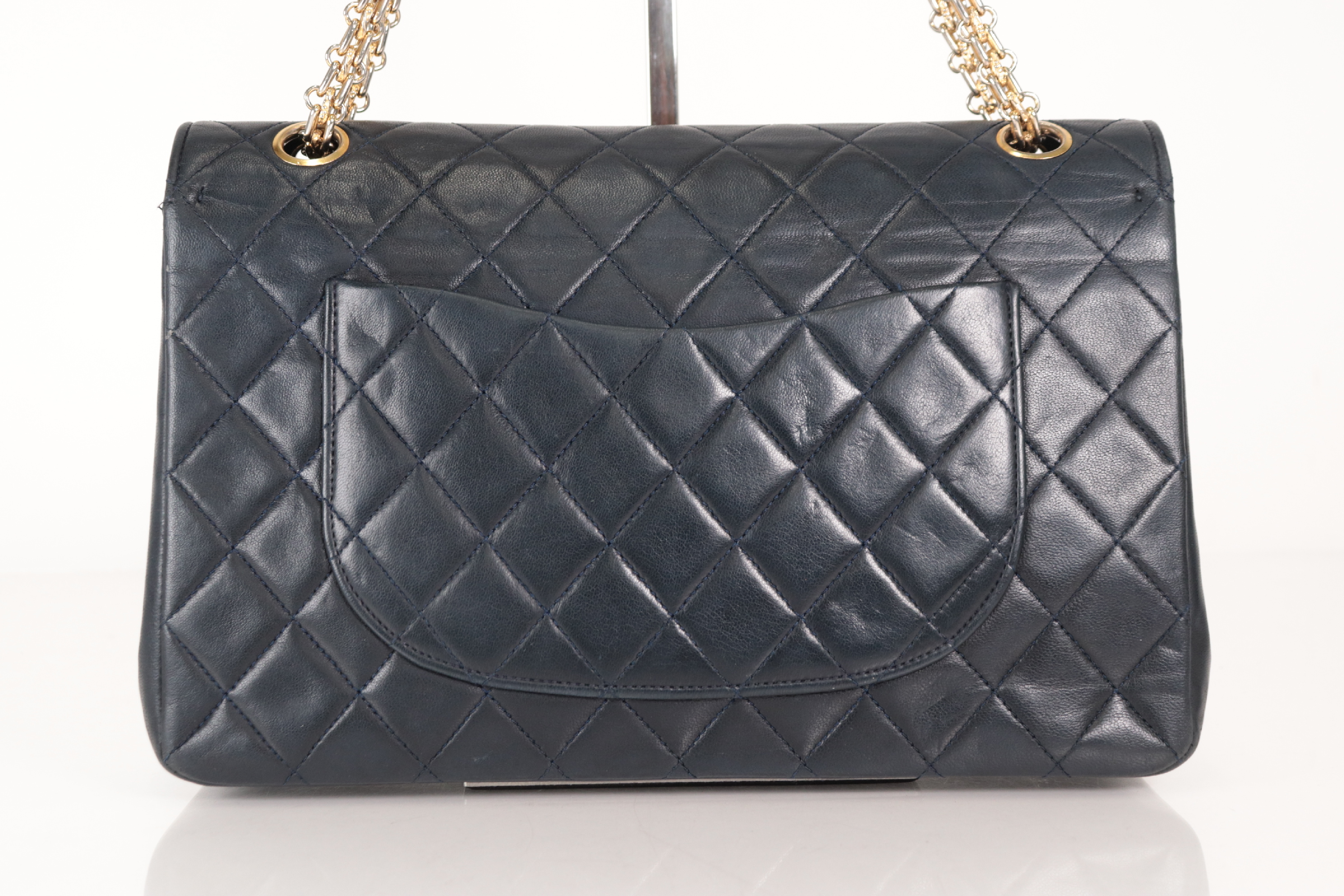 W-Flap 27 Lambskin 2.55 Chain Shoulder Bag Navy (Serial Number 0) — view 3