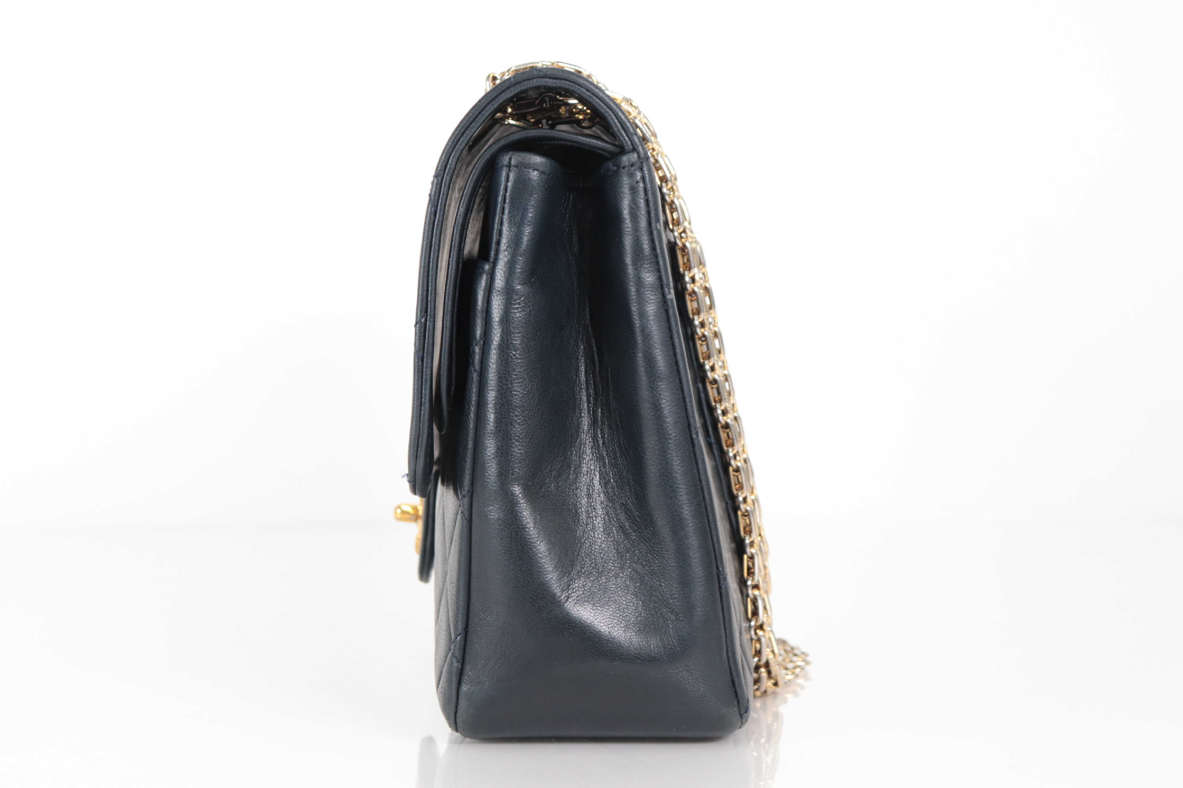 W-Flap 27 Lambskin 2.55 Chain Shoulder Bag Navy (Serial Number 0) — view 4