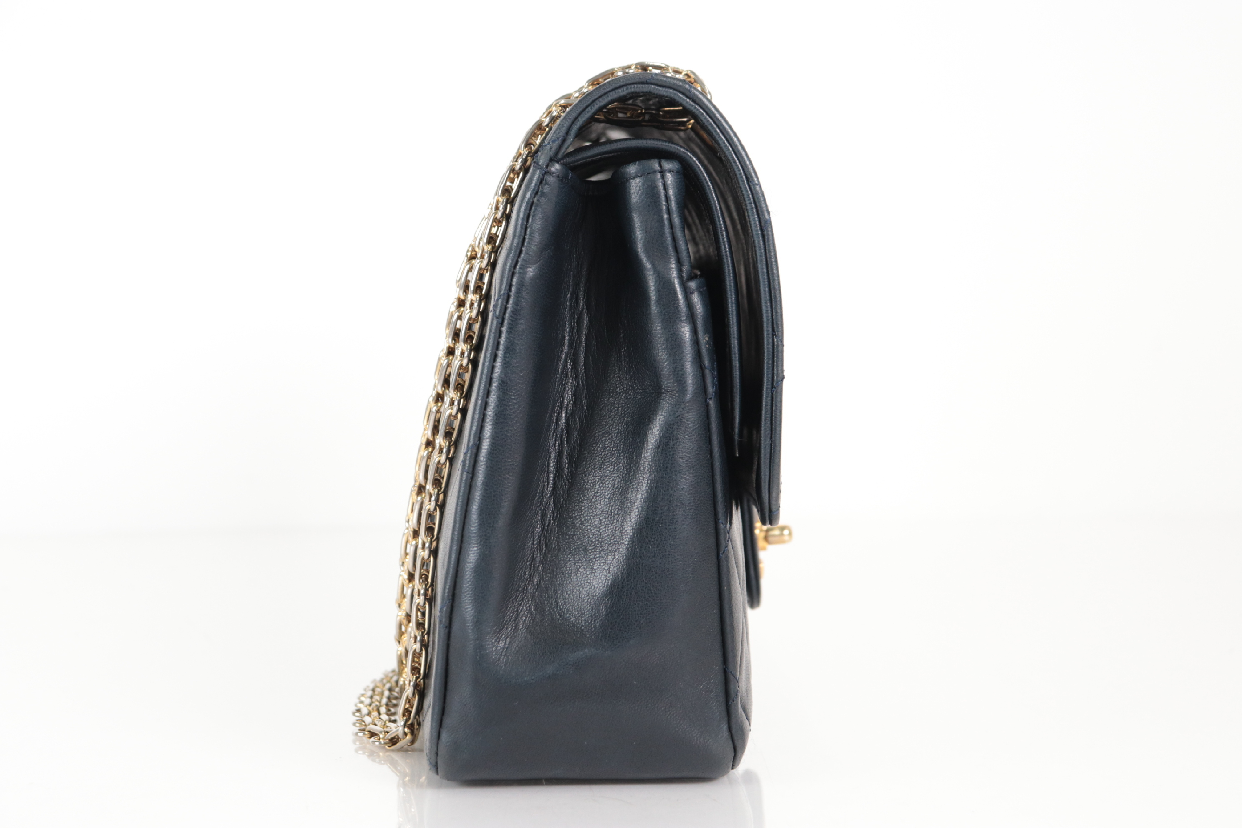 W-Flap 27 Lambskin 2.55 Chain Shoulder Bag Navy (Serial Number 0) — view 5