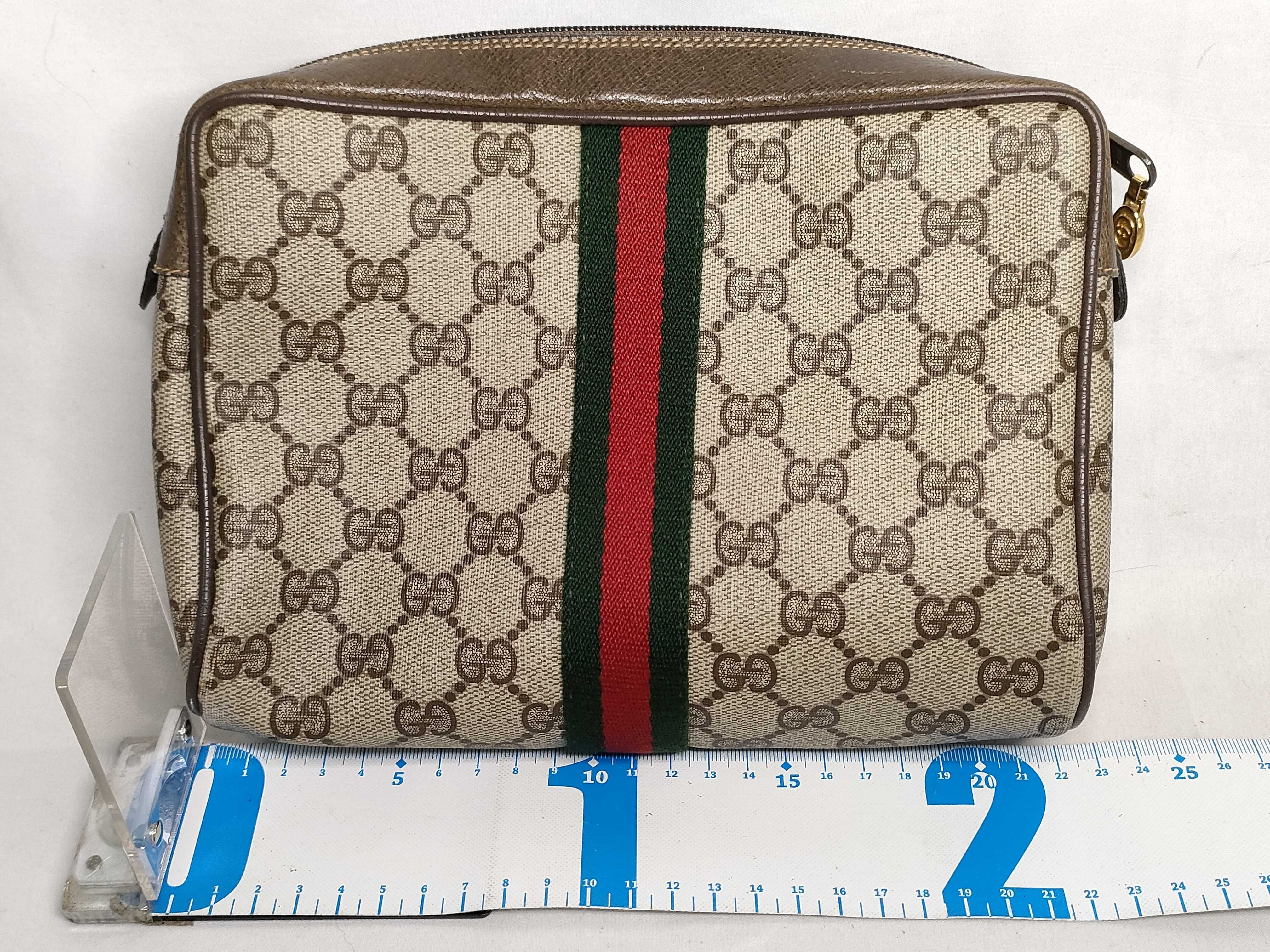 GG Supreme Gucci 56 01 012 GG Supreme Sherry Line Second Bag PVC Leather Brown Second Bag — view 2
