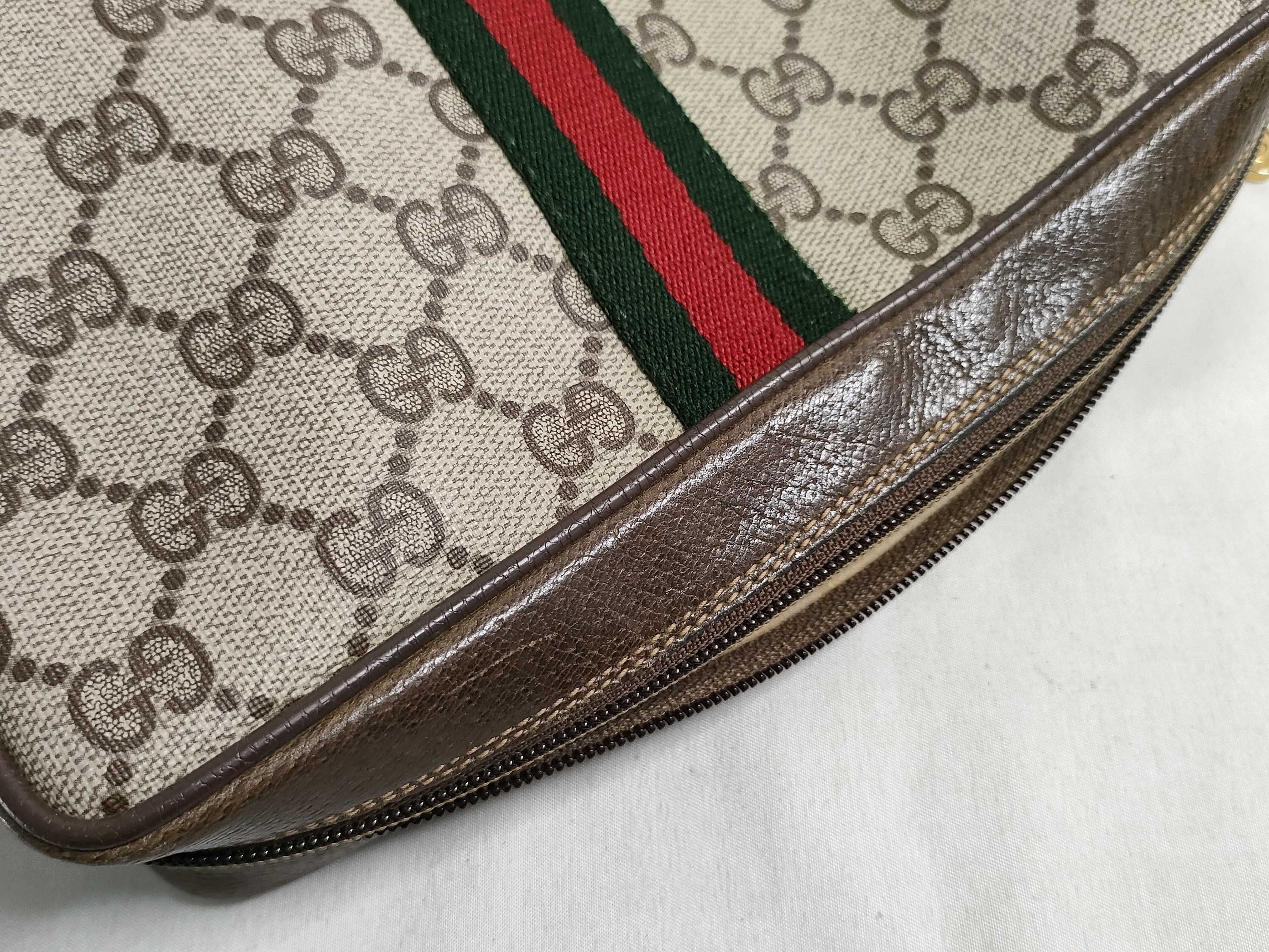 GG Supreme Gucci 56 01 012 GG Supreme Sherry Line Second Bag PVC Leather Brown Second Bag — view 12