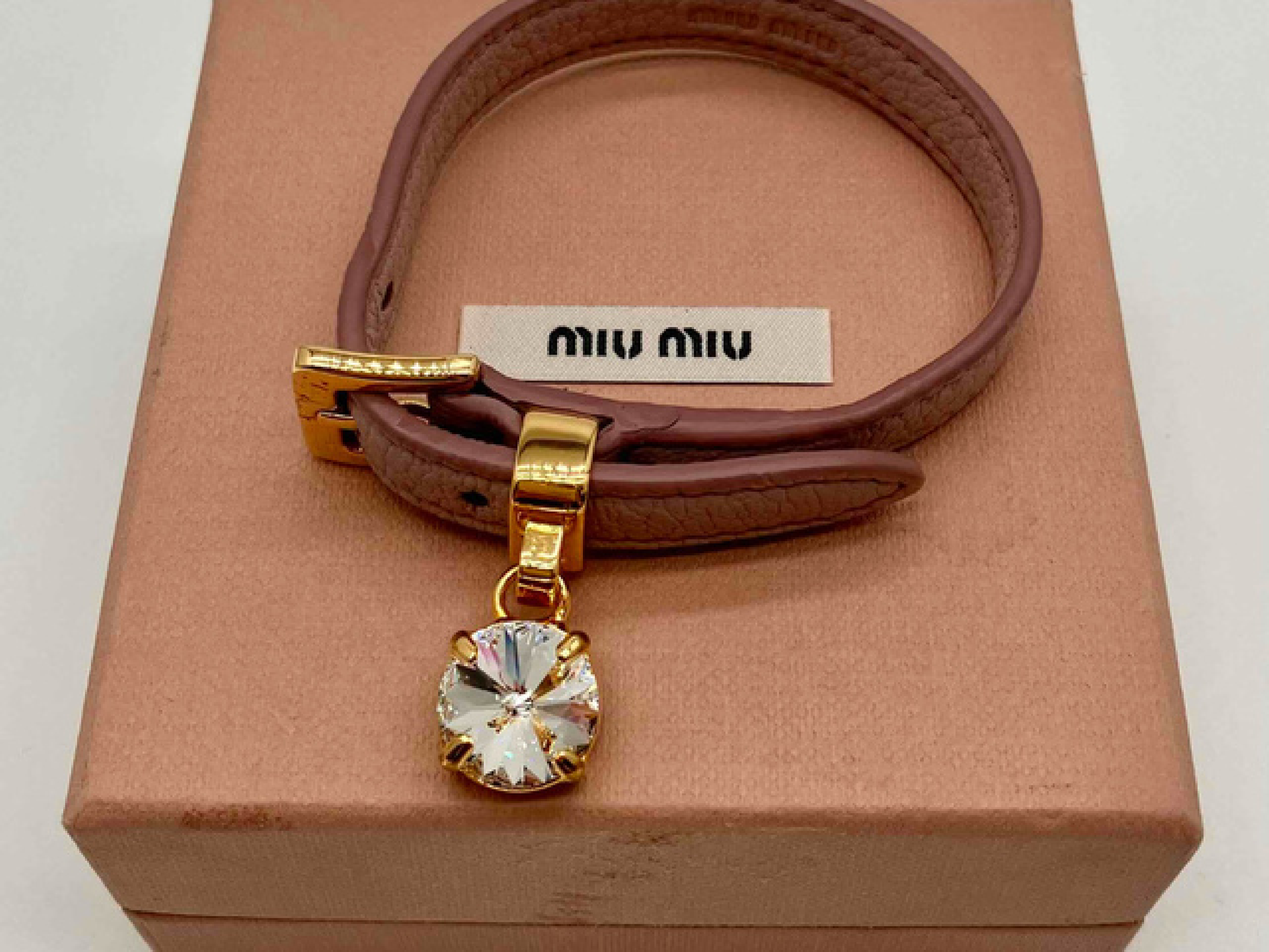 bracelet, gold-plated with rhinestones and leather, pink. — view 7