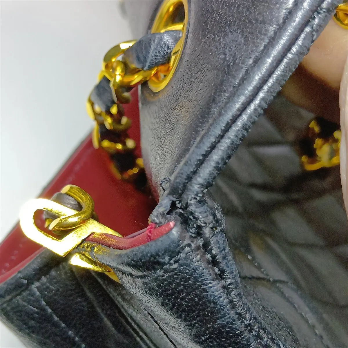 Matelassé Lambskin Single Flap Single Chain Bag, Black with Gold Hardware — view 13
