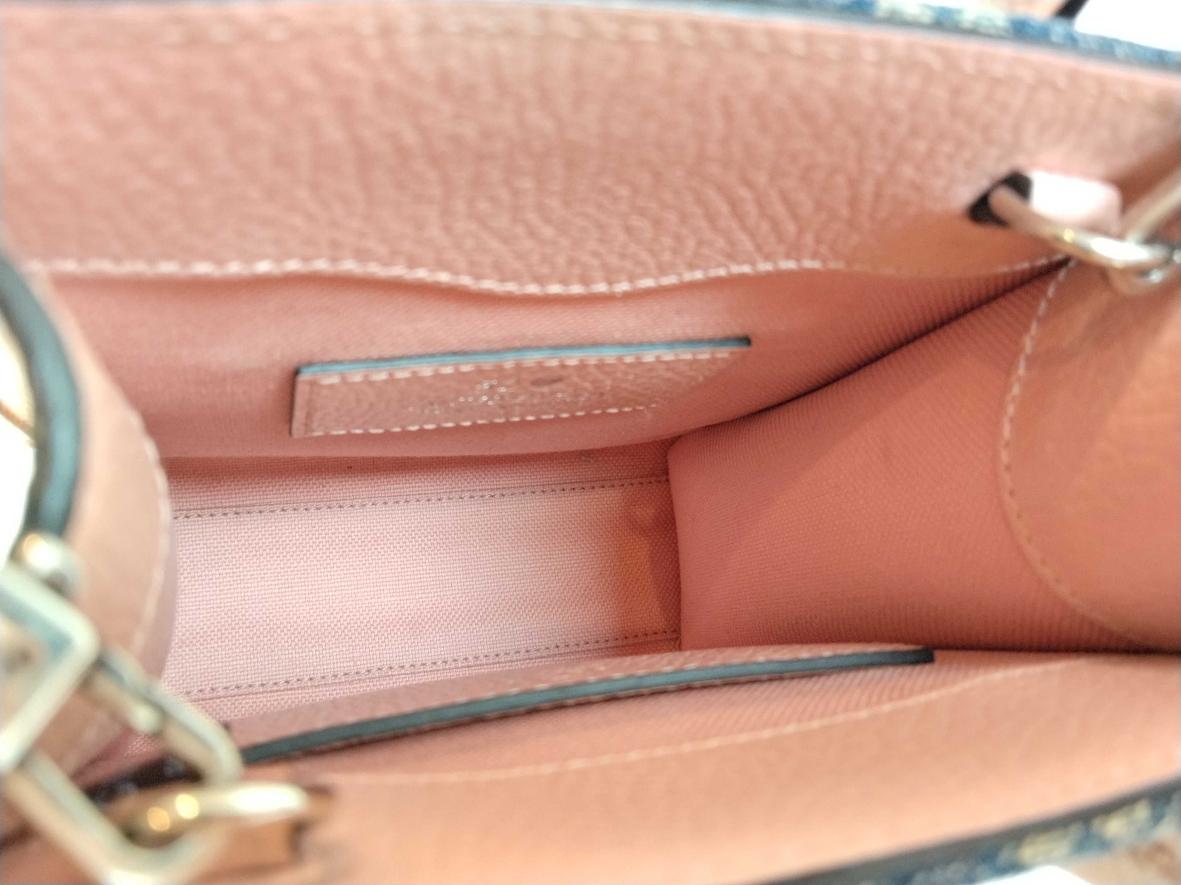 Interlocking G Flower Blue Pink Denim Handbag Shoulder Bag — view 10