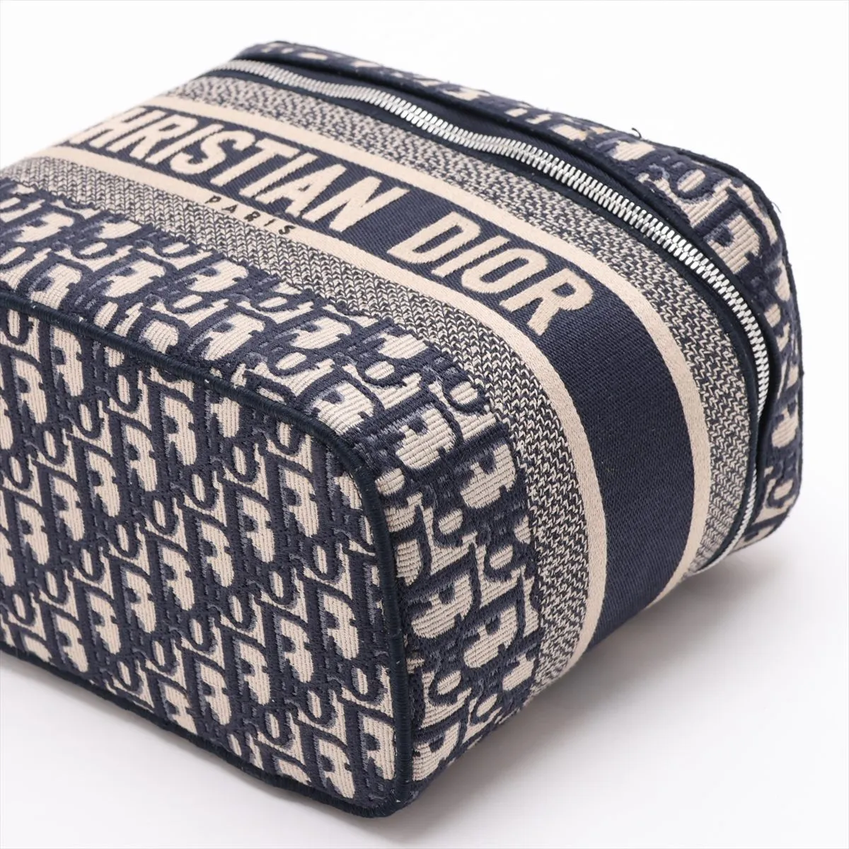 Oblique Canvas Vanity Bag, Navy — view 3
