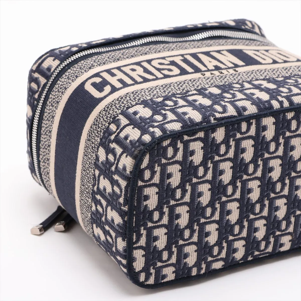 Oblique Canvas Vanity Bag, Navy — view 4