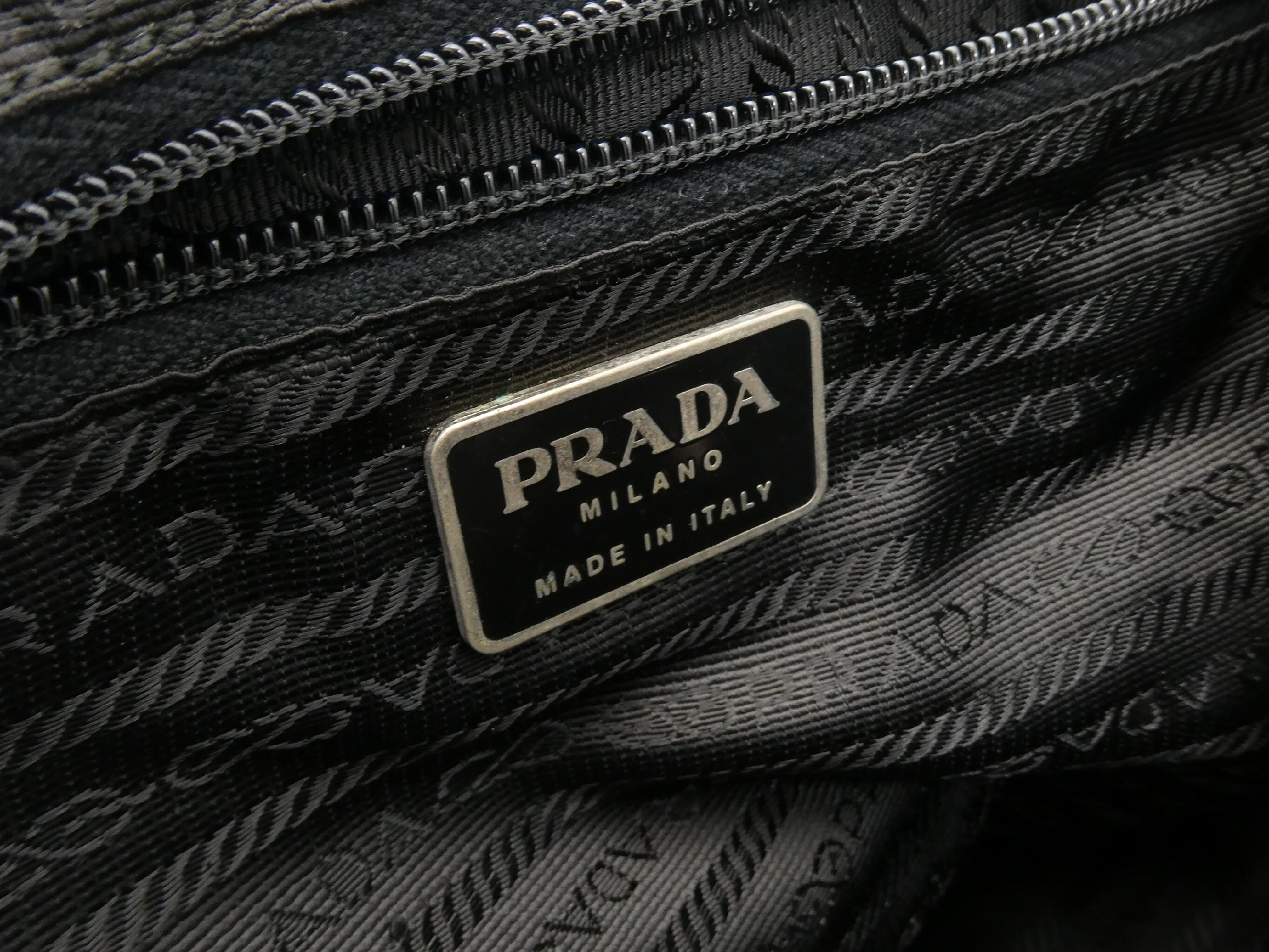 logo plate nylon leather backpack — view 9