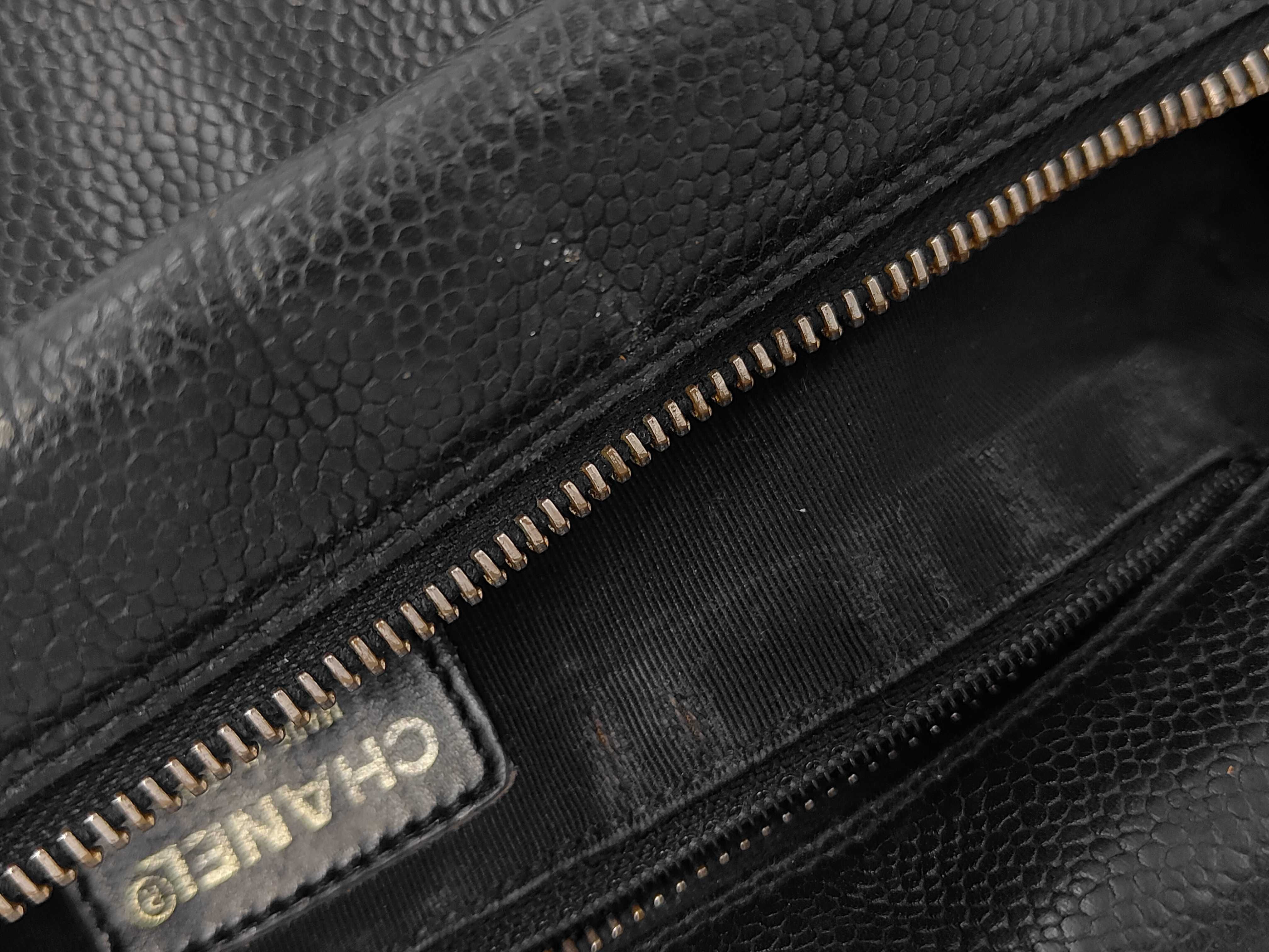 Caviar Skin Matelassé Chain Shoulder Bag with Gold Hardware, Black, Seal 7634461 Shoulder Bag — view 12