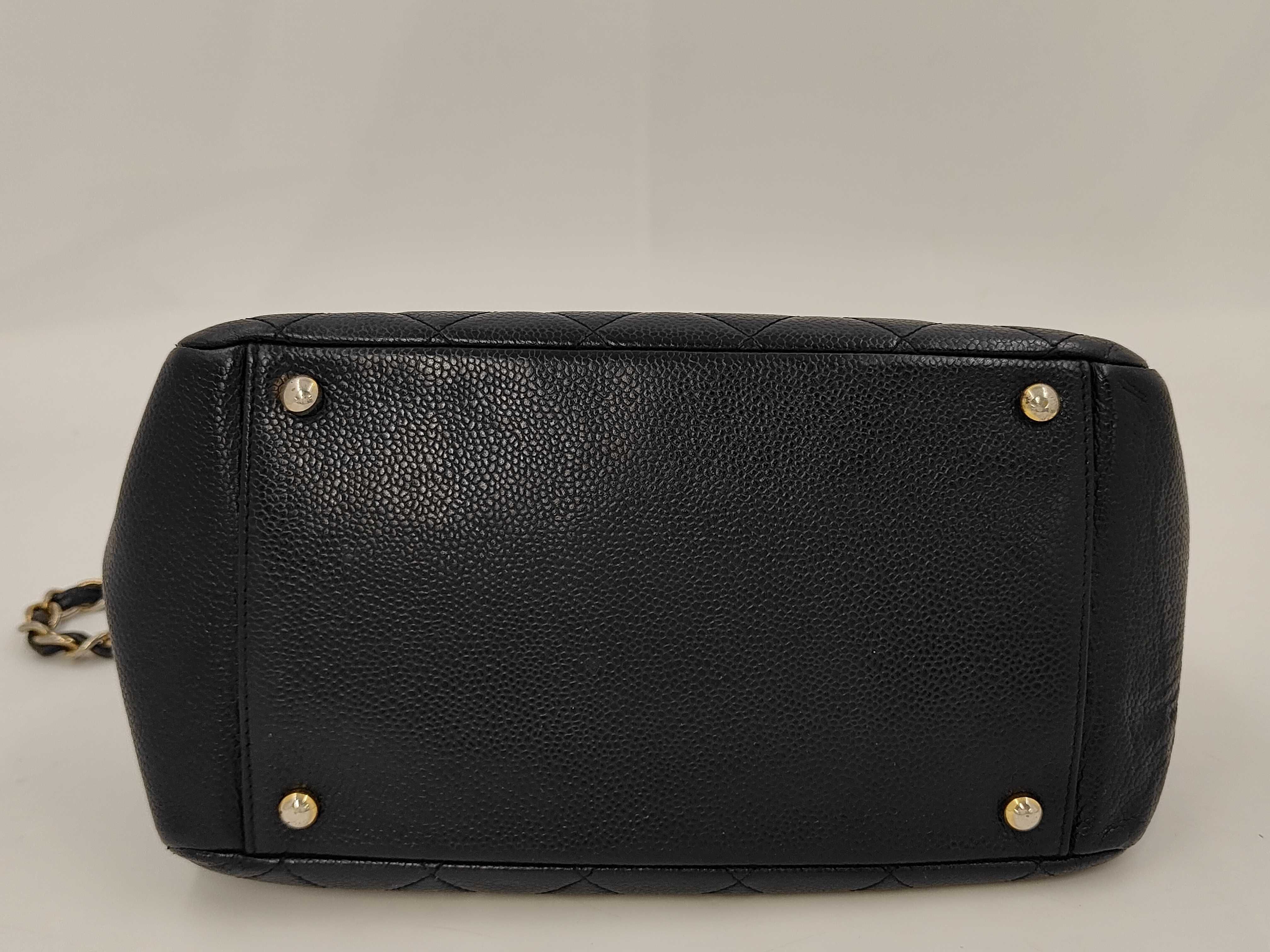 Caviar Skin Matelassé Chain Shoulder Bag with Gold Hardware, Black, Seal 7634461 Shoulder Bag — view 4