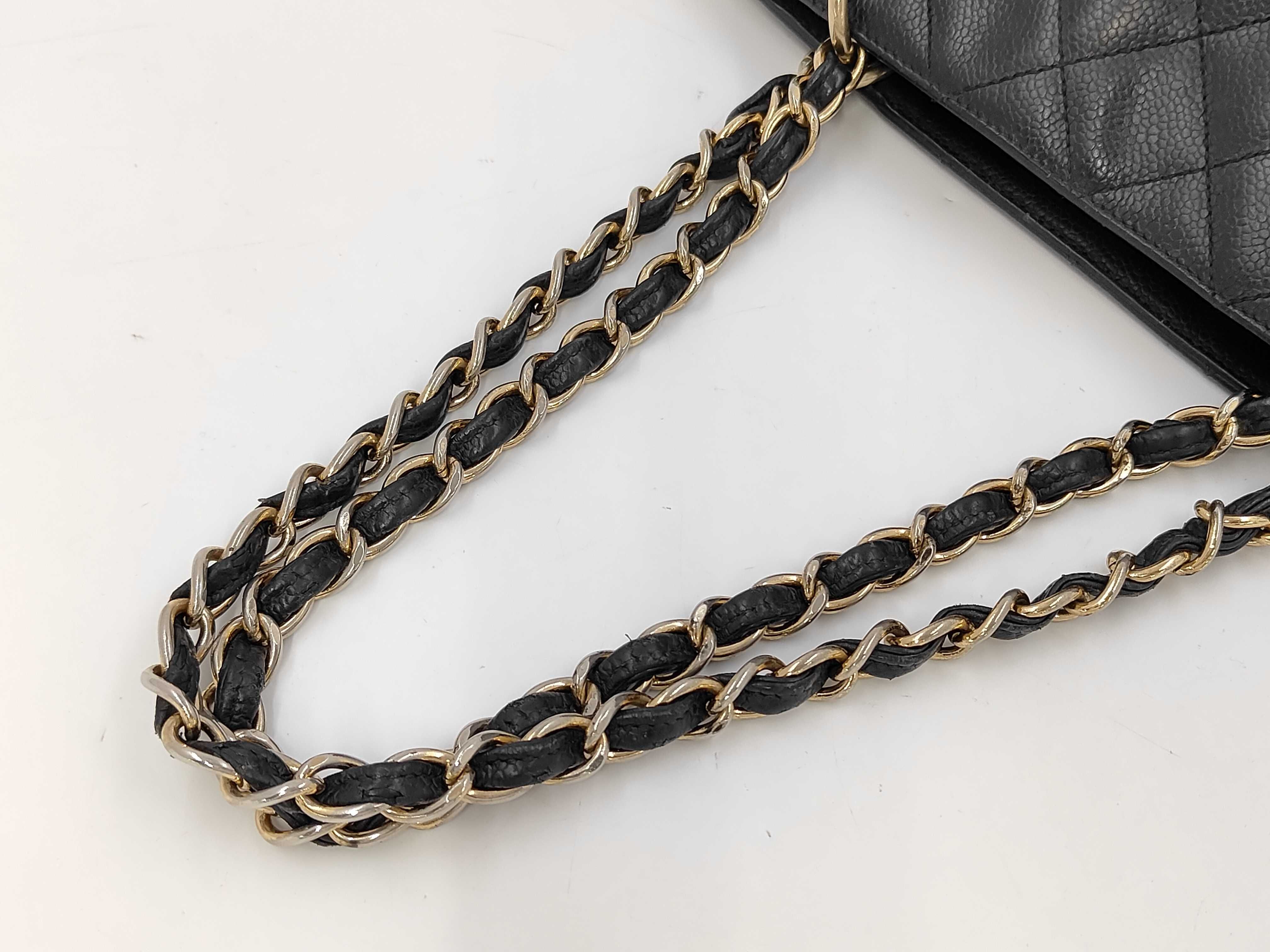 Caviar Skin Matelassé Chain Shoulder Bag with Gold Hardware, Black, Seal 7634461 Shoulder Bag — view 5