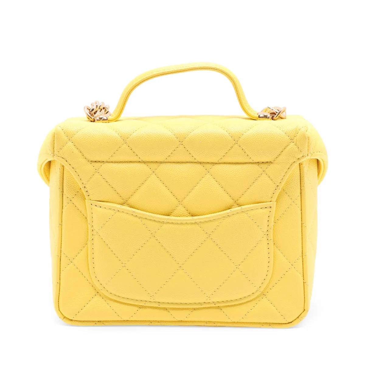 Matelassé Caviar Skin Vanity Bag, Yellow, Gold Hardware, E0LLCPT9, Random Plate — view 2