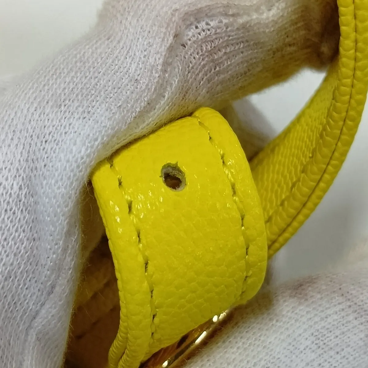 Matelassé Caviar Skin Vanity Bag, Yellow, Gold Hardware, E0LLCPT9, Random Plate — view 11
