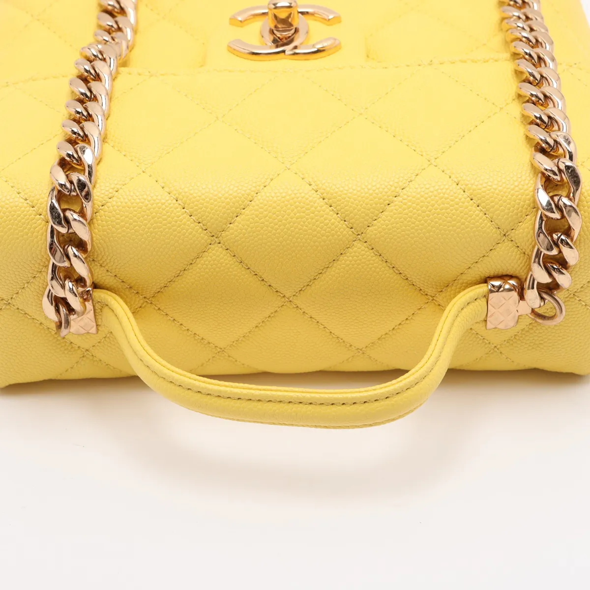 Matelassé Caviar Skin Vanity Bag, Yellow, Gold Hardware, E0LLCPT9, Random Plate — view 5