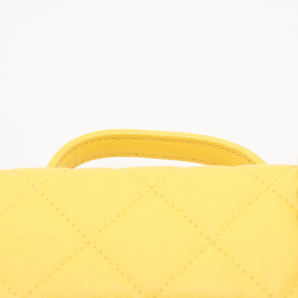 Matelassé Caviar Skin Vanity Bag, Yellow, Gold Hardware, E0LLCPT9, Random Plate — view 6