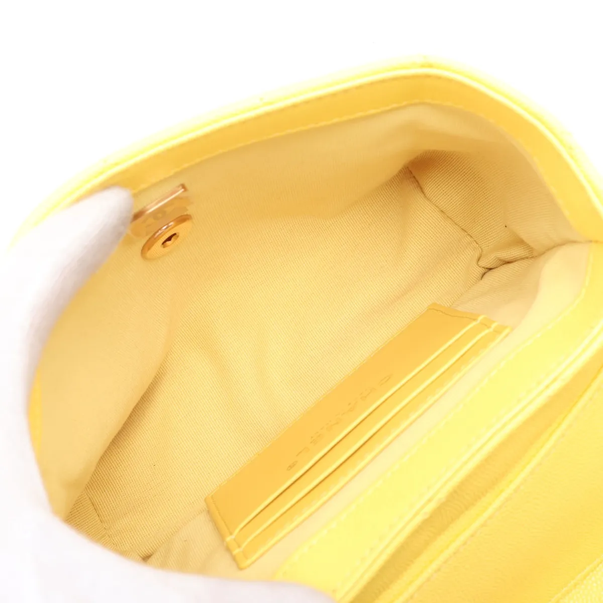 Matelassé Caviar Skin Vanity Bag, Yellow, Gold Hardware, E0LLCPT9, Random Plate — view 8