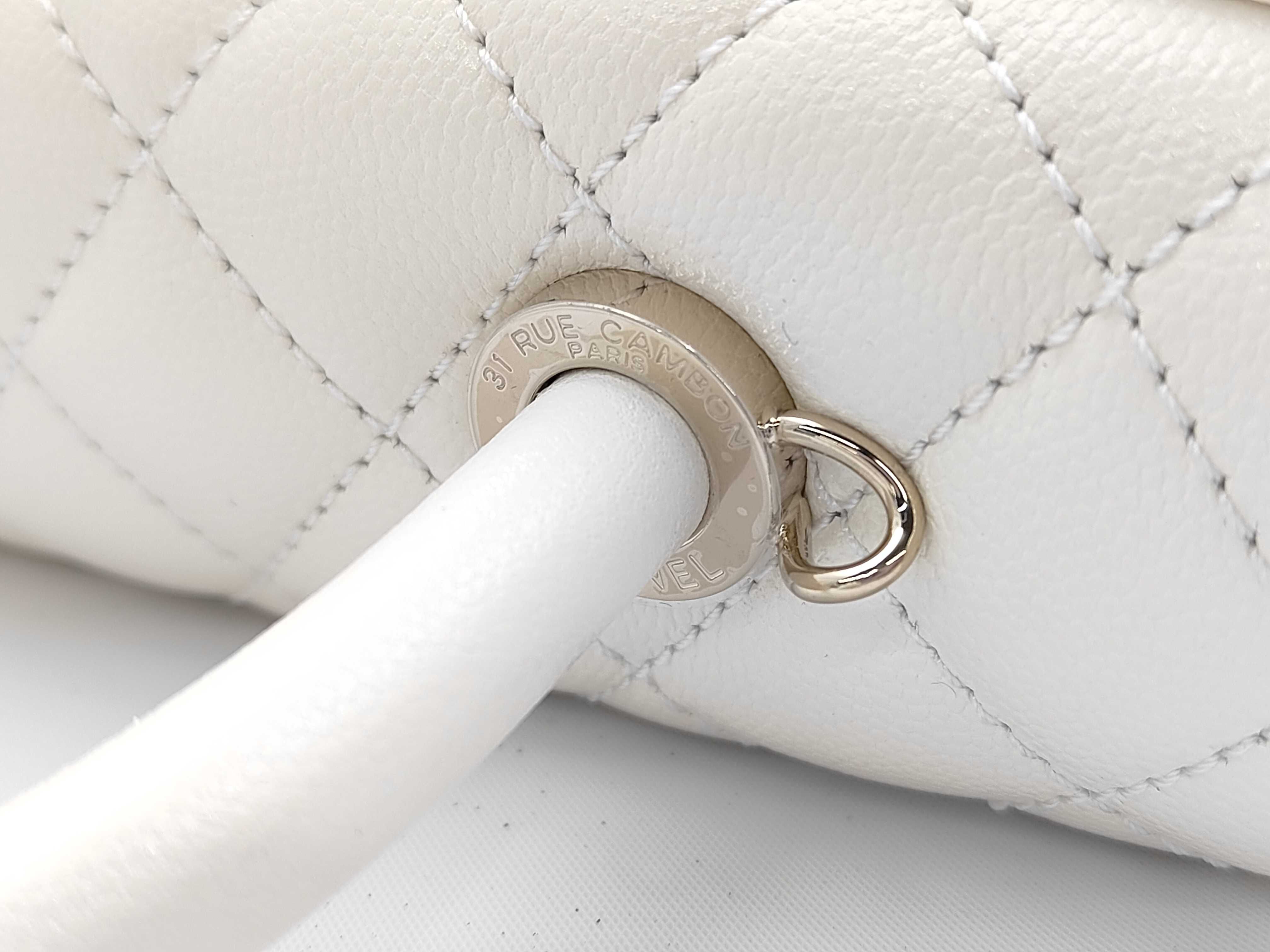 Coco Handle 24 XS Matelassé Caviar Skin White Gold Hardware A92990 Shoulder Bag — view 5