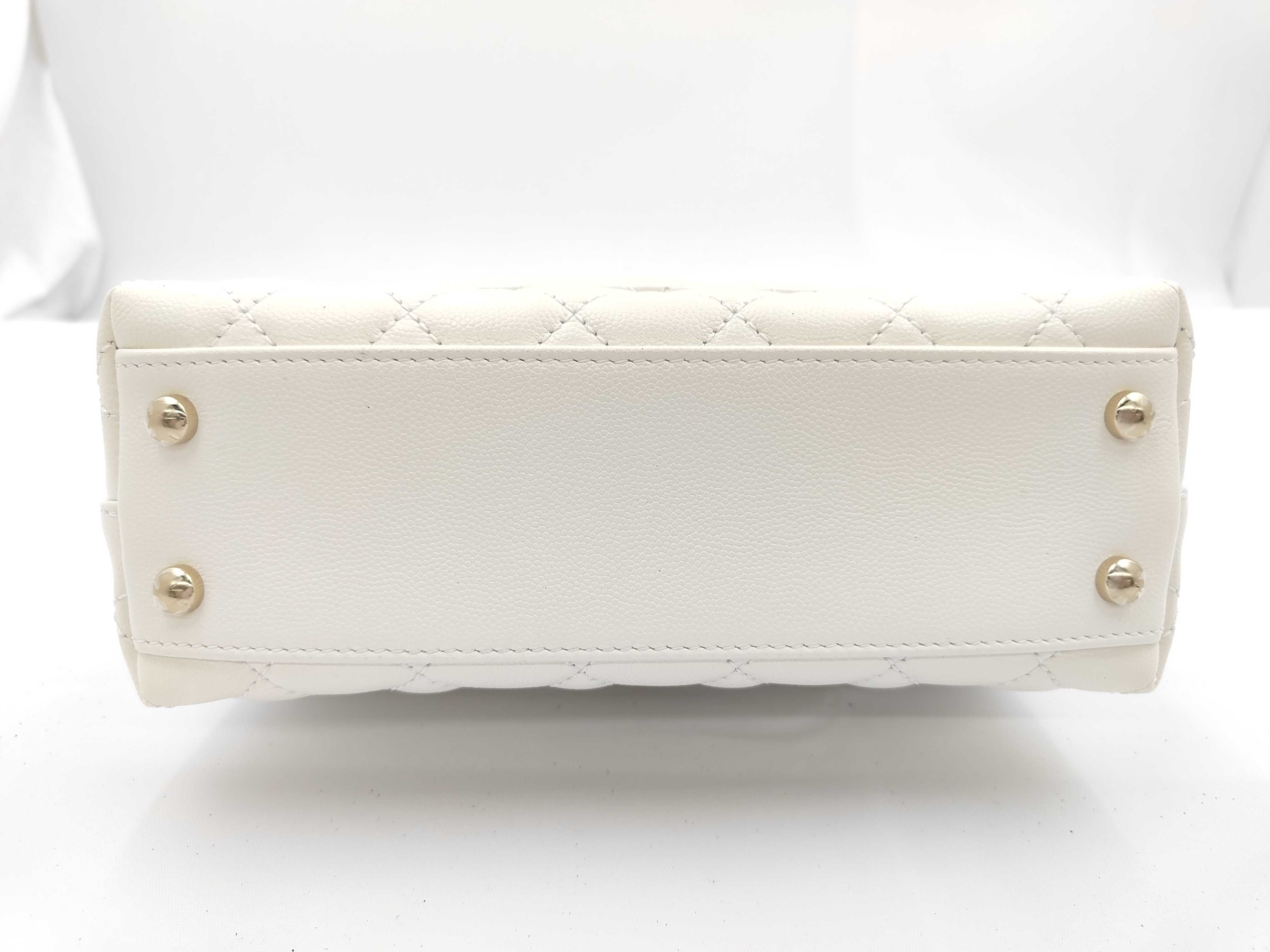 Coco Handle 24 XS Matelassé Caviar Skin White Gold Hardware A92990 Shoulder Bag — view 7