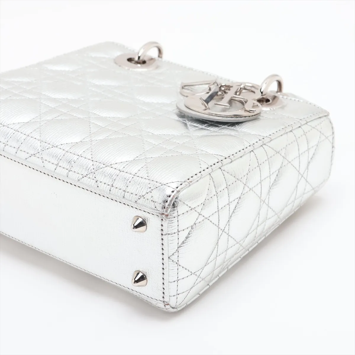 Cannage My Lady Dior Leather 2-Way Handbag with Silver Charm — view 3