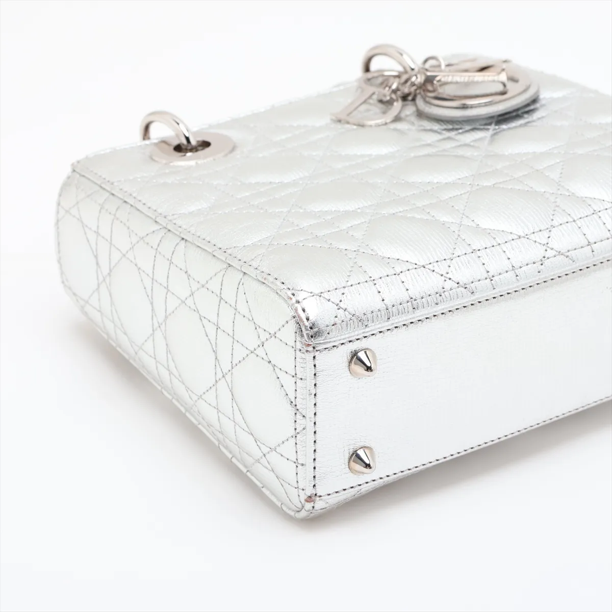 Cannage My Lady Dior Leather 2-Way Handbag with Silver Charm — view 4