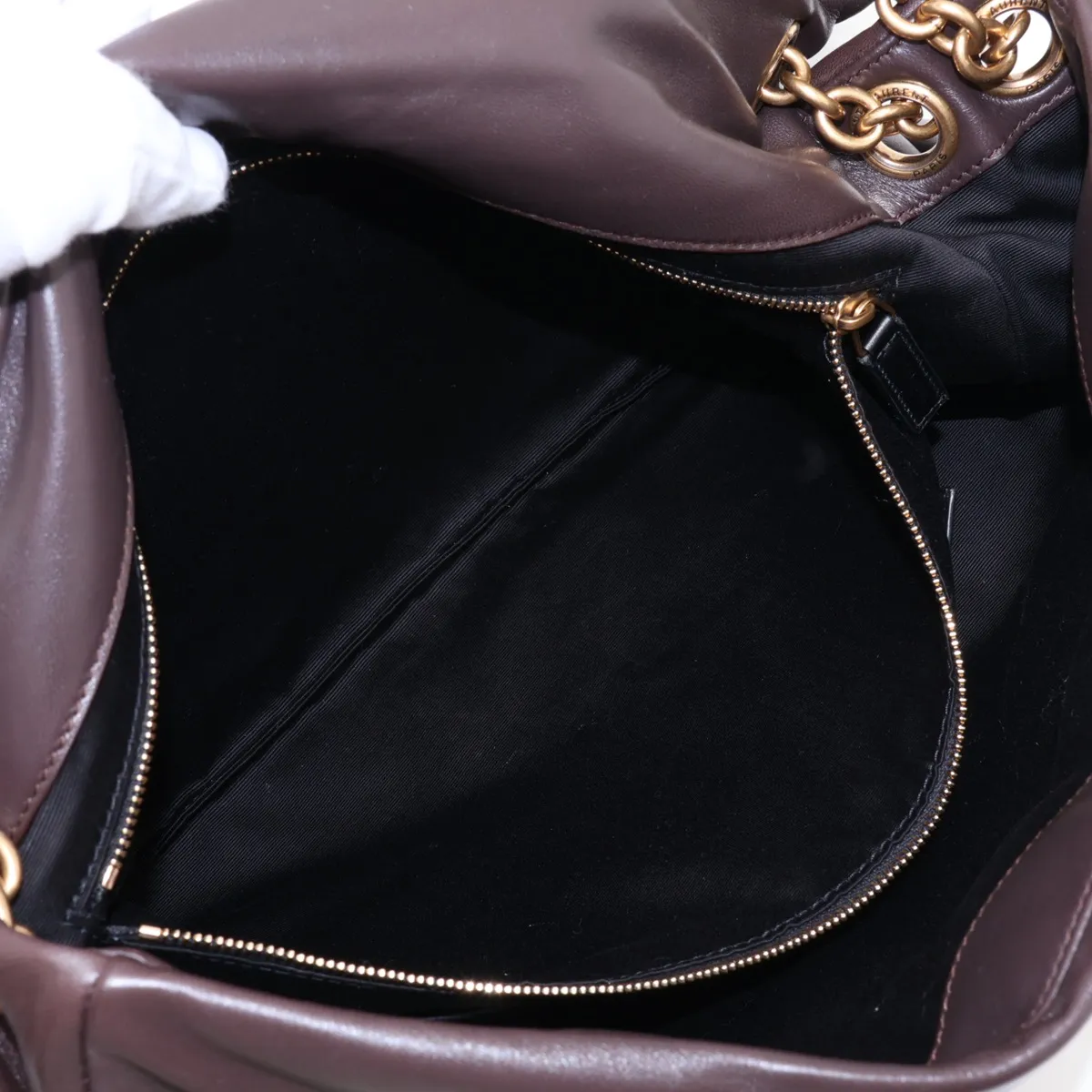 Jamie Leather Chain Shoulder Bag, Brown, 805859 — view 8