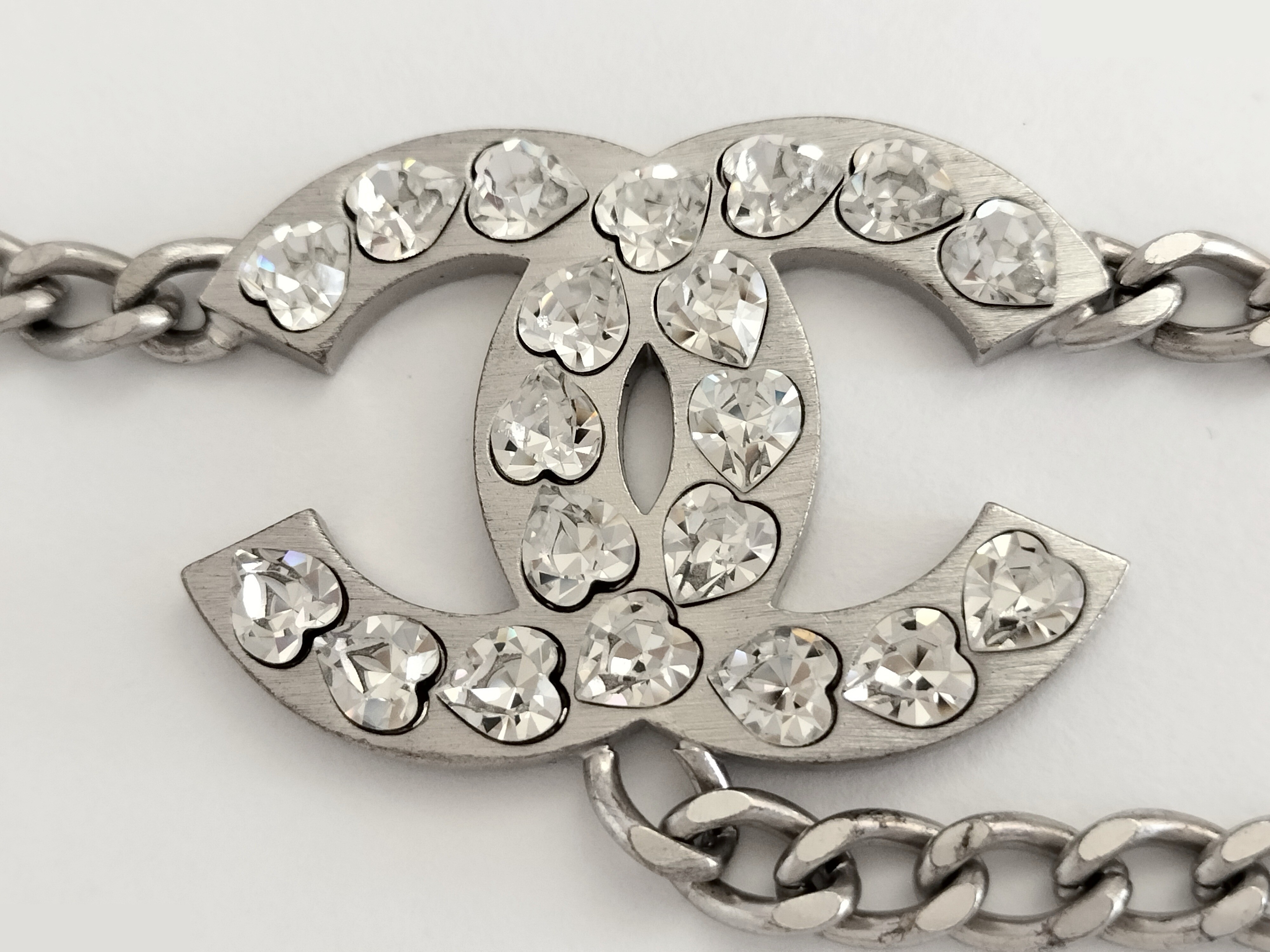 Coco Heart Rhinestone Silver Chain Belt (Chain approx. 90cm) — view 3