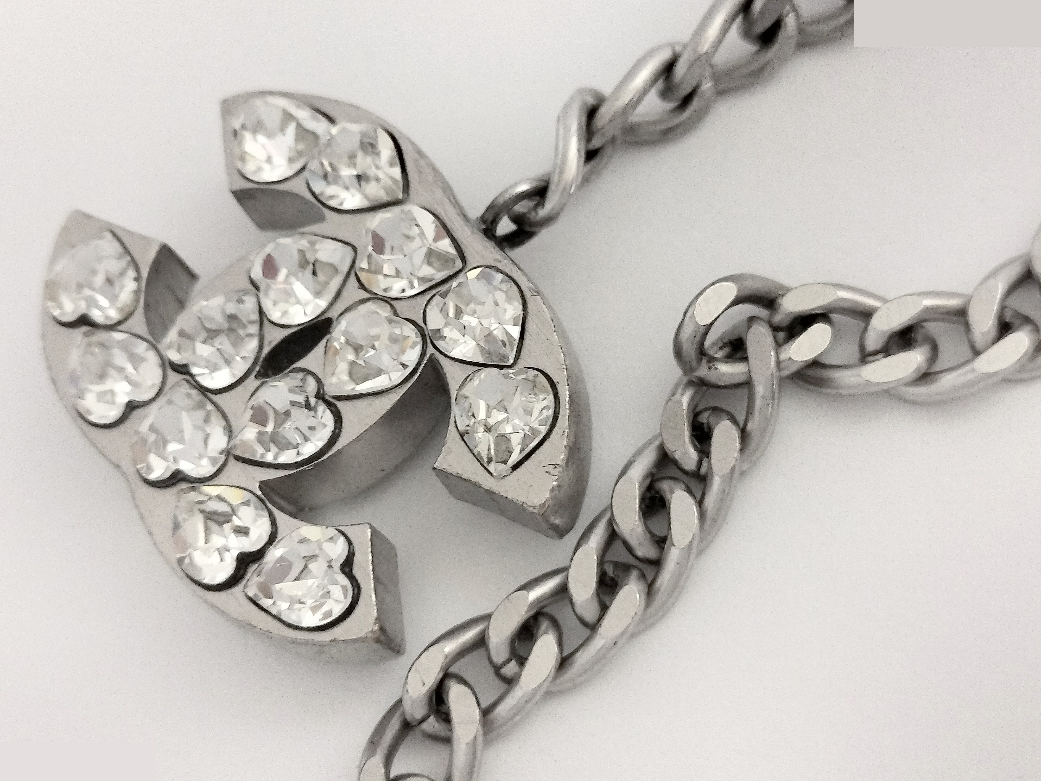 Coco Heart Rhinestone Silver Chain Belt (Chain approx. 90cm) — view 4