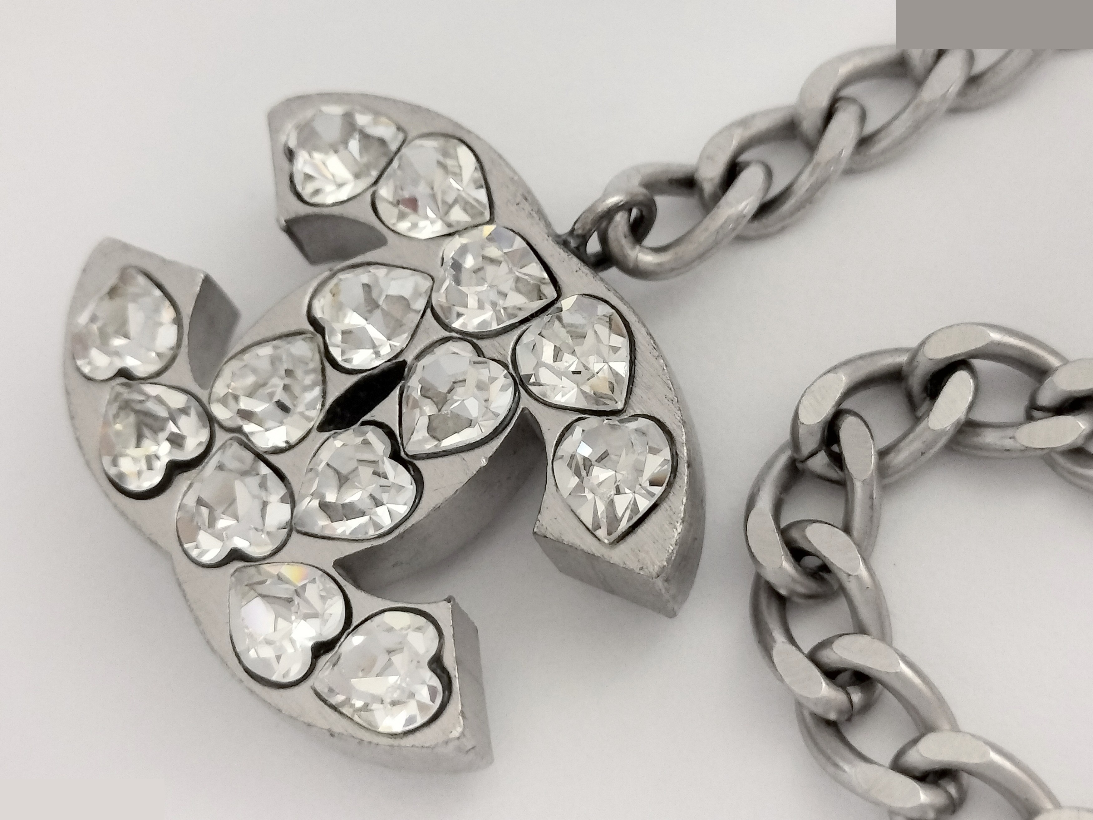 Coco Heart Rhinestone Silver Chain Belt (Chain approx. 90cm) — view 5