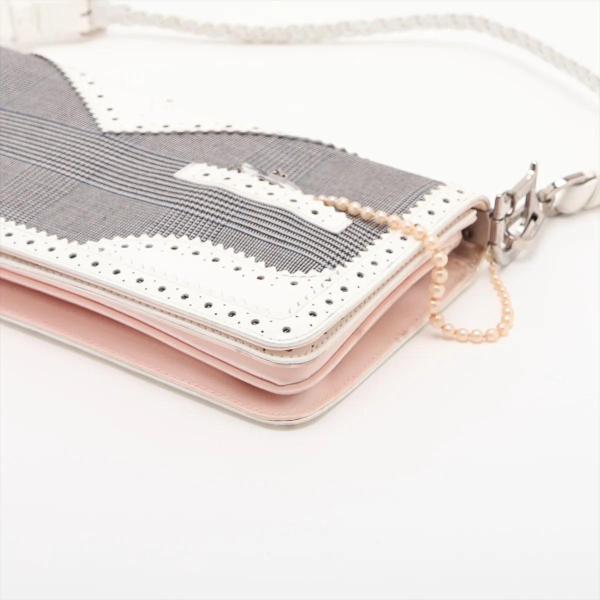 Canvas x Leather Shoulder Bag, Black x White — view 3