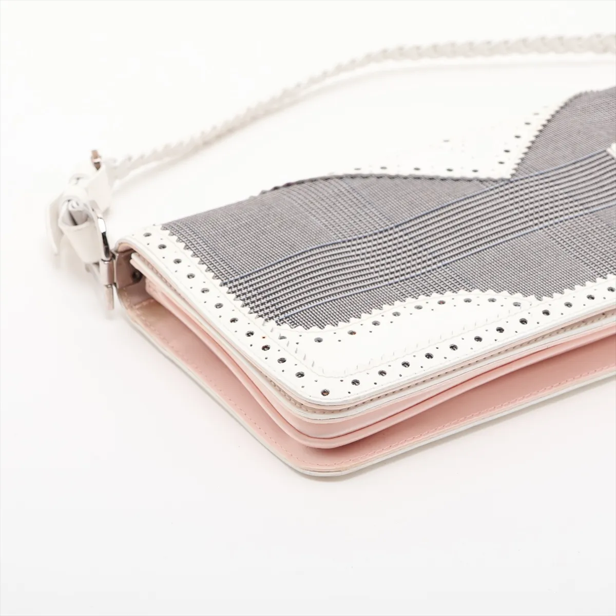 Canvas x Leather Shoulder Bag, Black x White — view 4