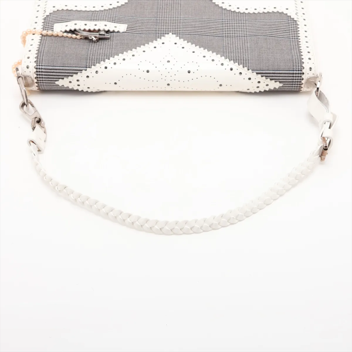 Canvas x Leather Shoulder Bag, Black x White — view 5