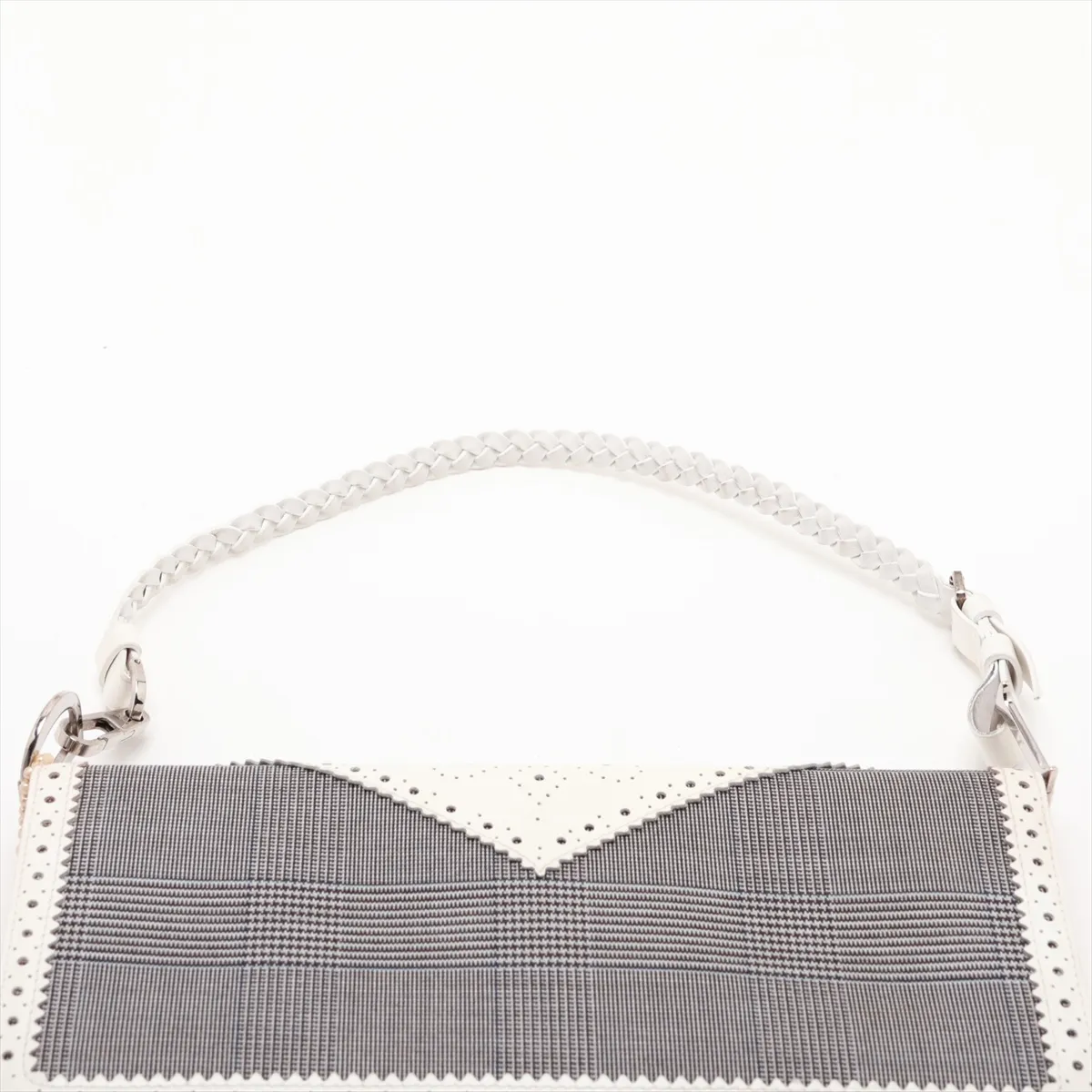 Canvas x Leather Shoulder Bag, Black x White — view 6