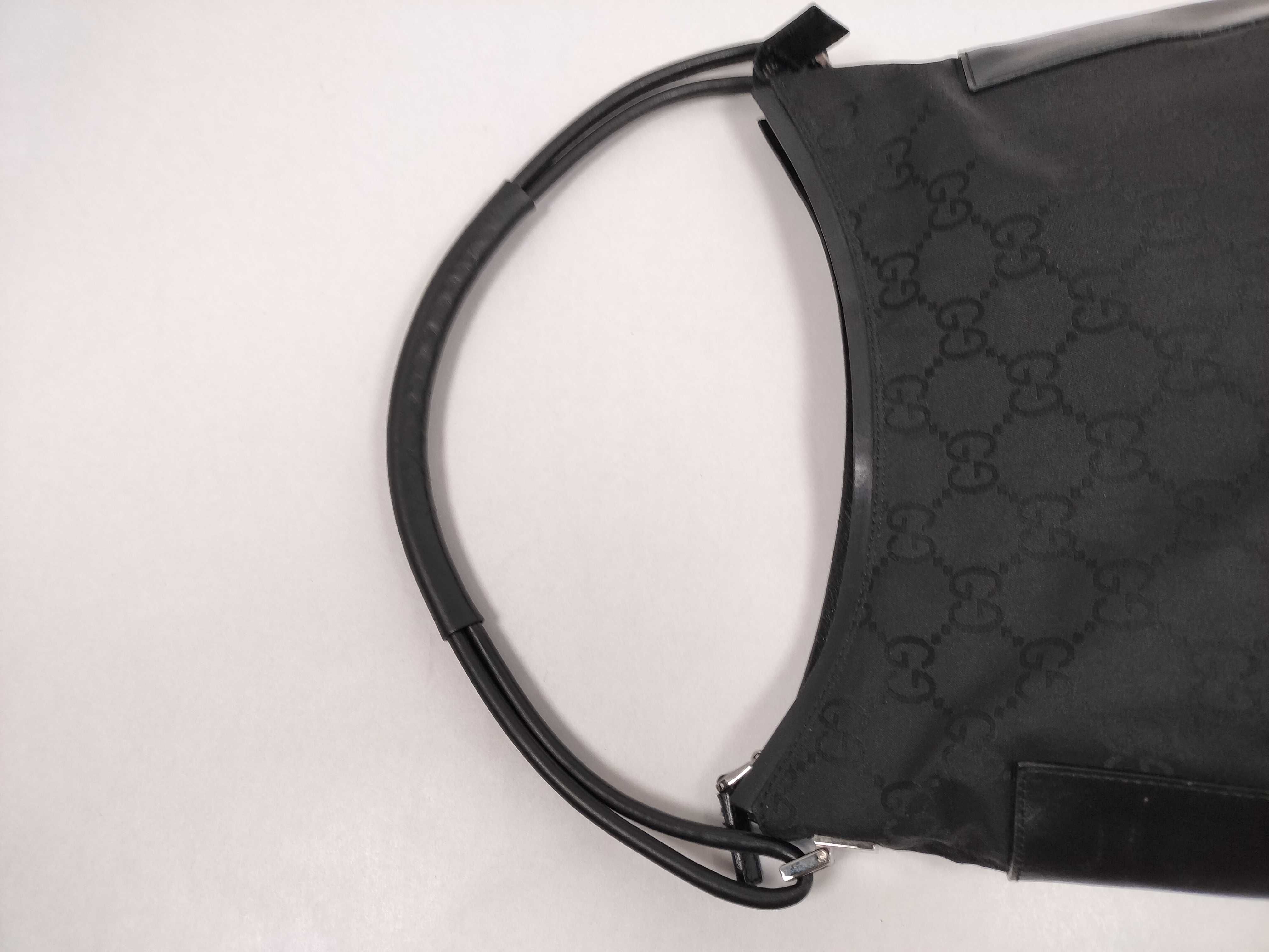 Shoulder Bag, Gucci One-Shoulder Bag, Hobo Bag, GG Pattern, Nylon, Leather, Black Shoulder Bag — view 3