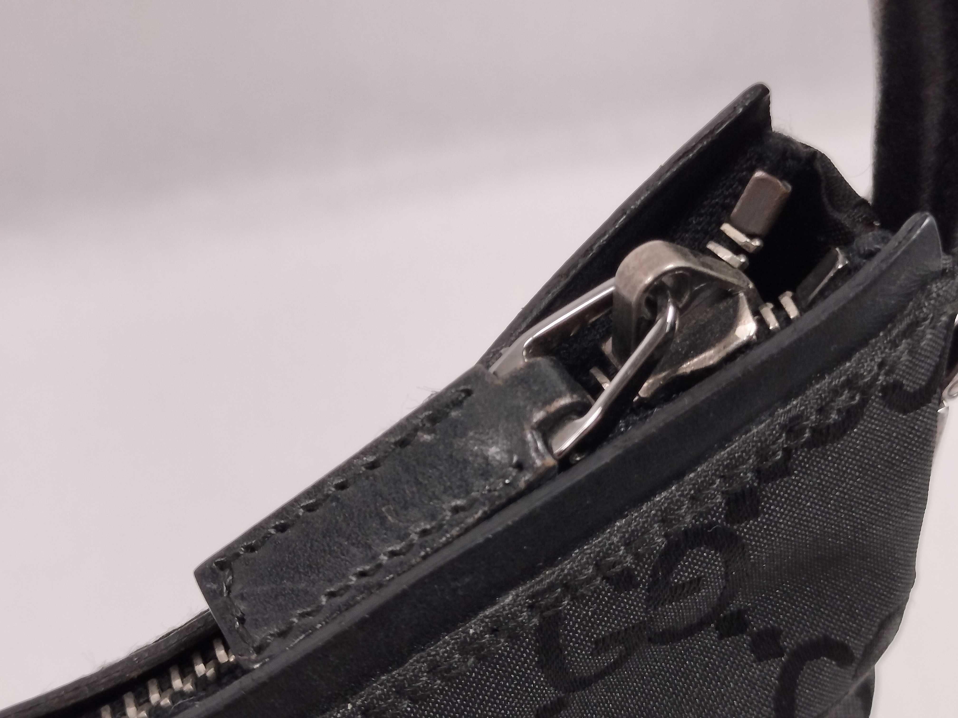 Shoulder Bag, Gucci One-Shoulder Bag, Hobo Bag, GG Pattern, Nylon, Leather, Black Shoulder Bag — view 9