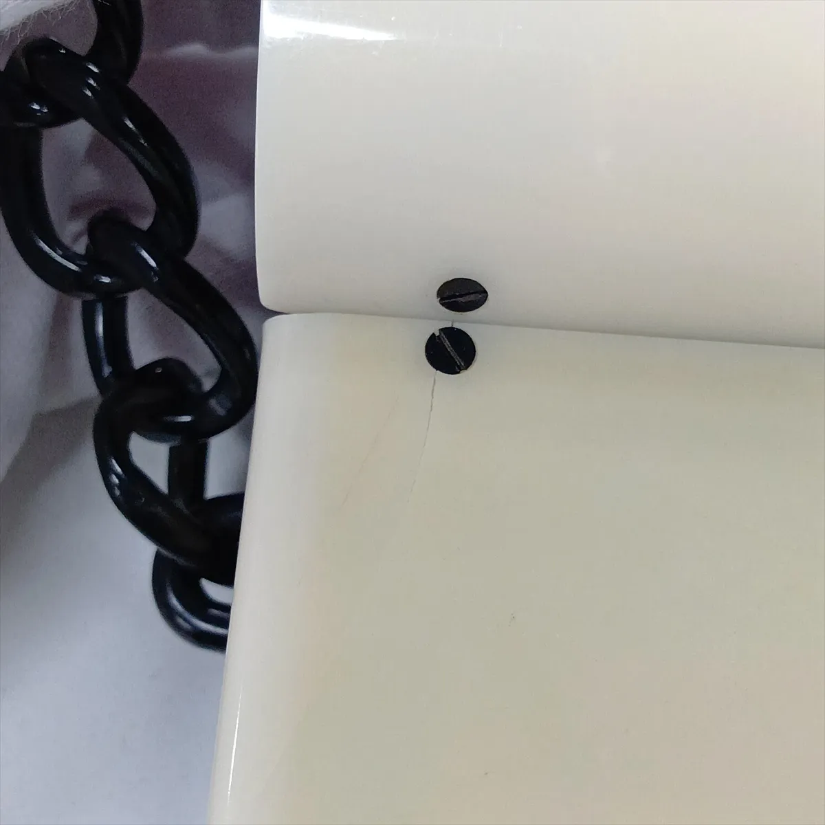 Coco Mark Plastic Chain Shoulder Bag, White x Black, Black Hardware, 6380804, Series 6, PRESS — view 14