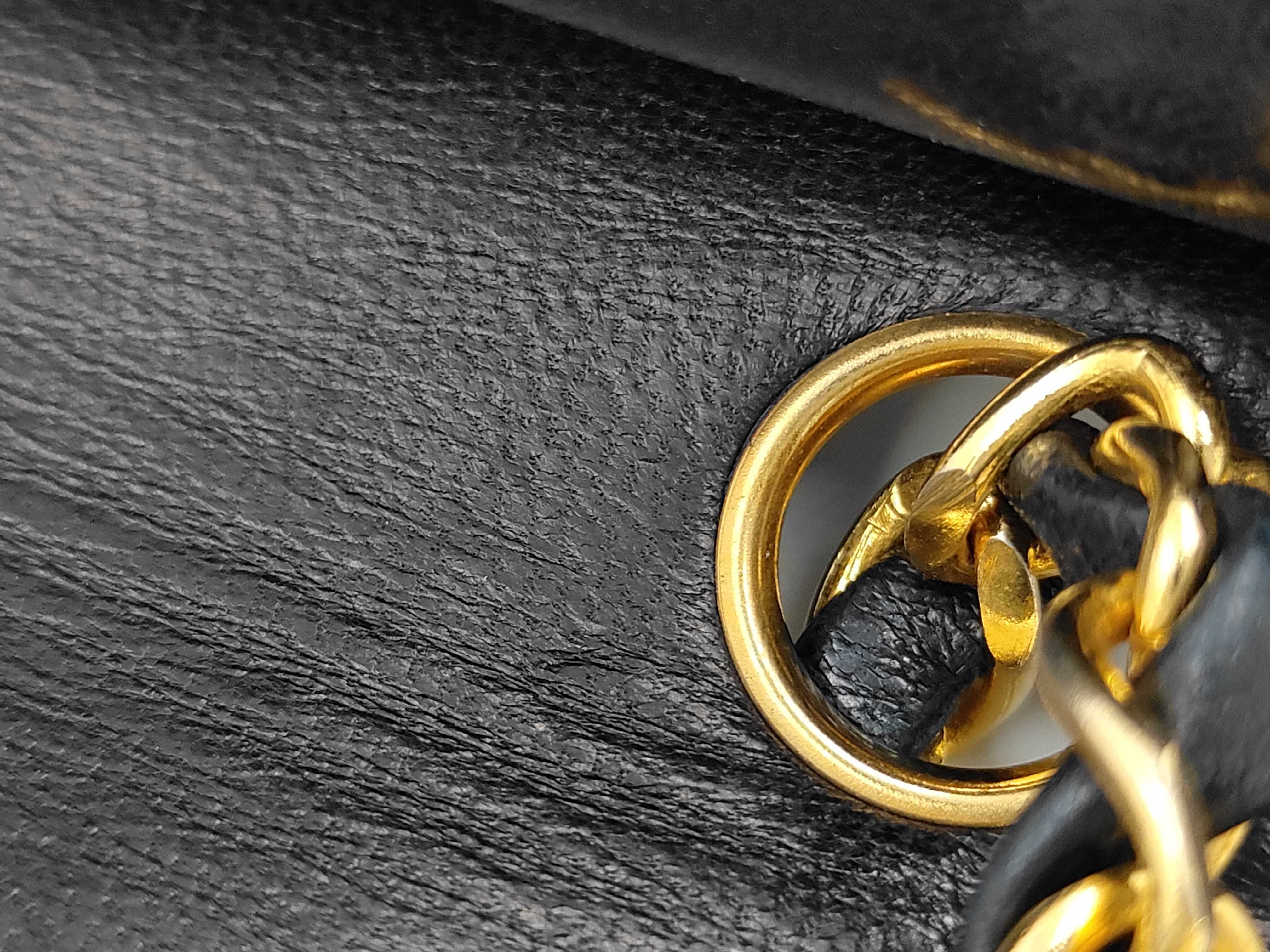 Matelassé 25 Lambskin Double Flap Double Chain Bag Black Gold Hardware Shoulder Bag — view 6